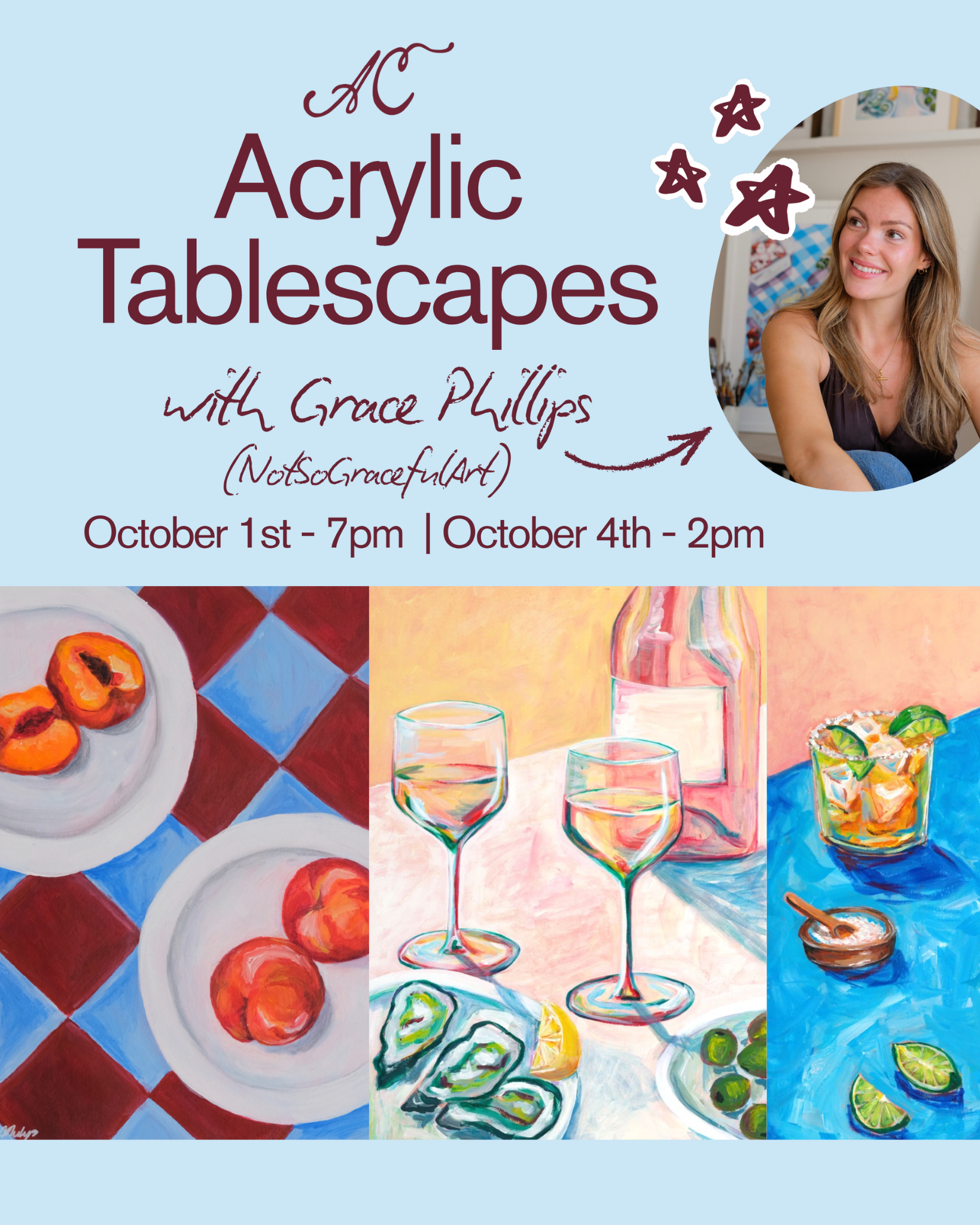 Acrylic Tablescapes with Grace Phillips (NotSoGracefulArt) - October 1st & 4th