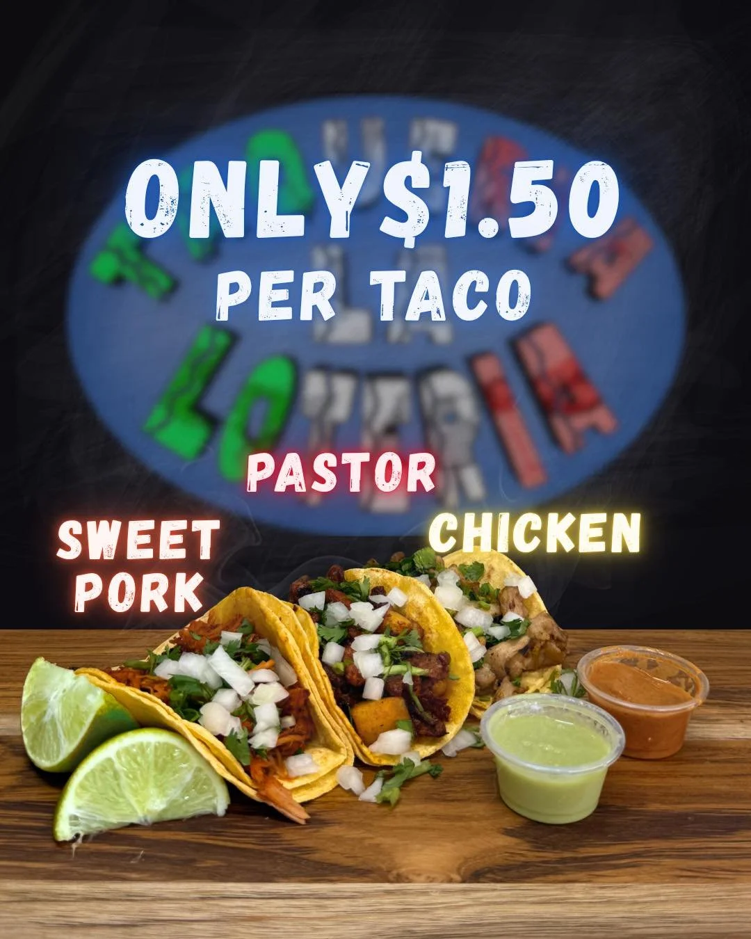 Once again with great deals! 

Today!!! $1.50 per select tacos!

Don&rsquo;t miss out!
