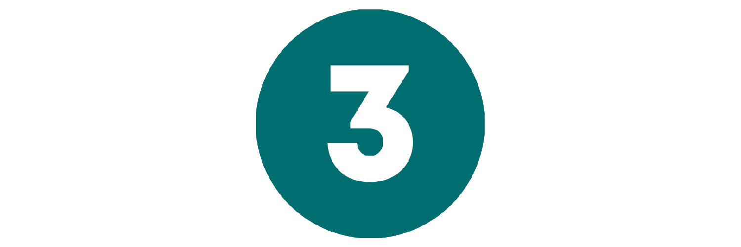 The image shows the number 3 inside a teal circle.
