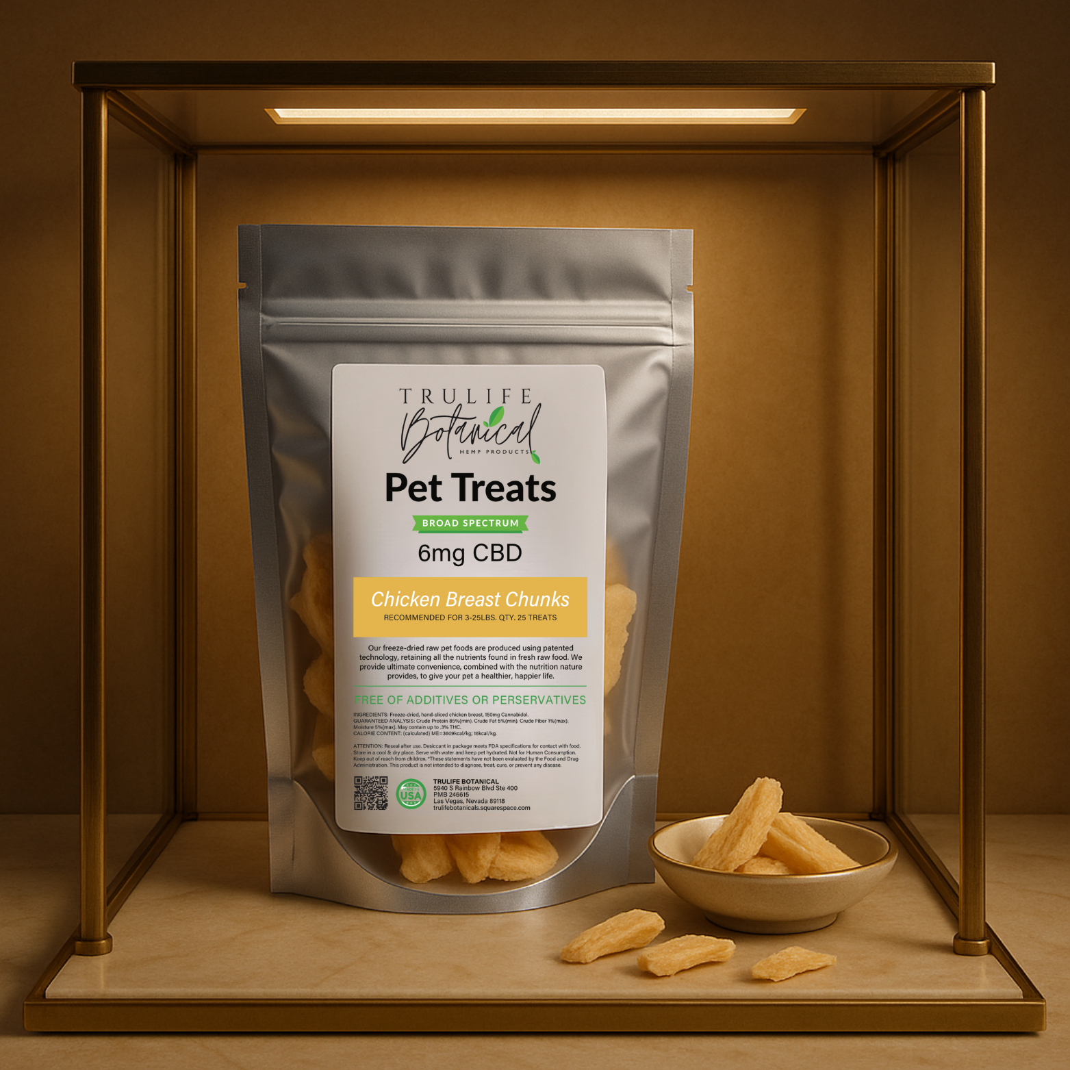 Hand Cut Freeze Dried Chicken CBD Pet Treats 6mg (For Pets 3–25 lbs)