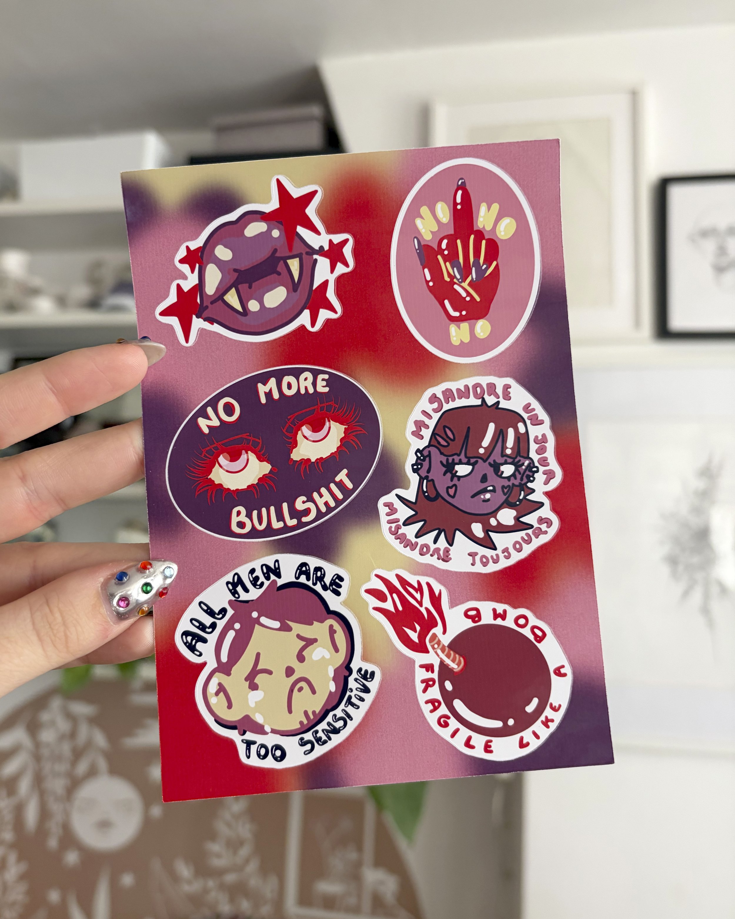 Planche de Stickers  prédécoupés • la Misandrie n'est jamais finie