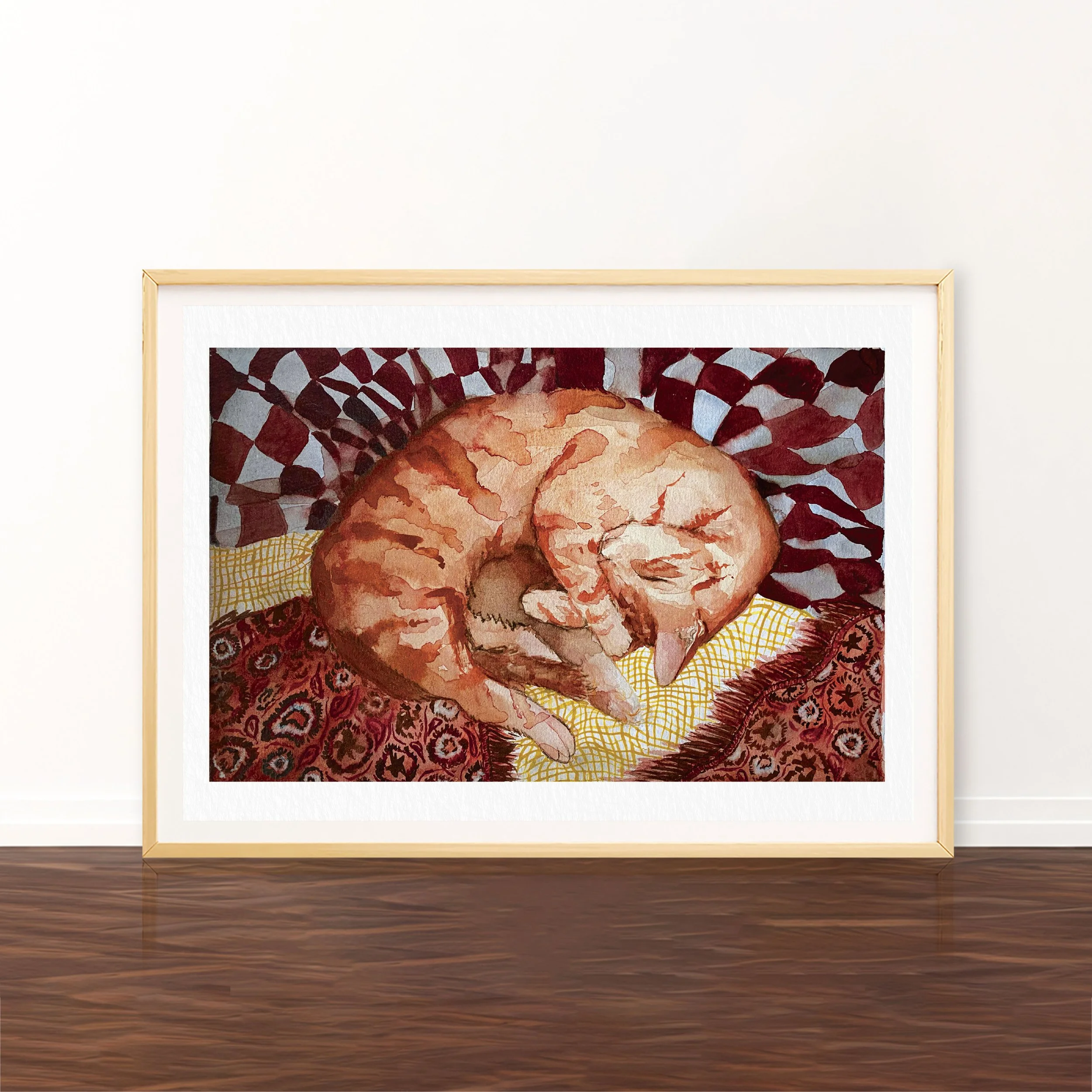 Print Aquarelle A4 - Chat roux