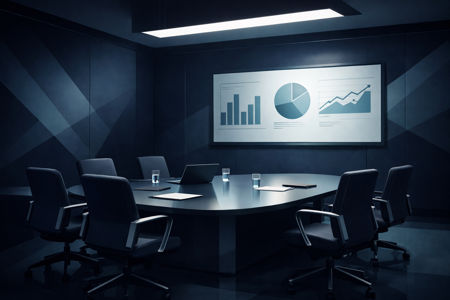 Modern conference room with charts