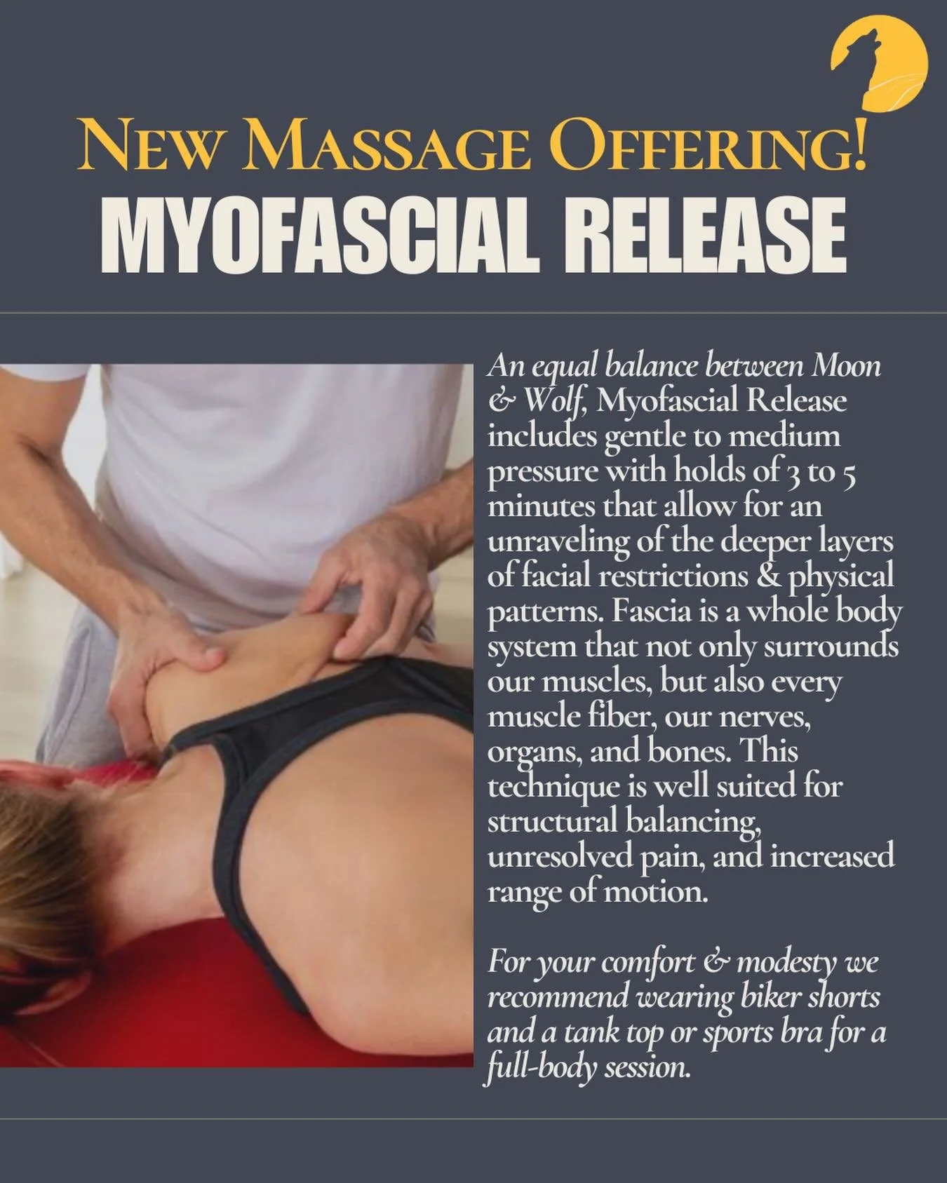 ⚠️NEW SERVICE - WHO DIS!?

Now offering Myofascial Release! This modality is fully clothed &amp; *kinda* like a stretch but designed with long holds to help release deeper physical patterns of the fascial system. Anyone who has experienced MFR knows 