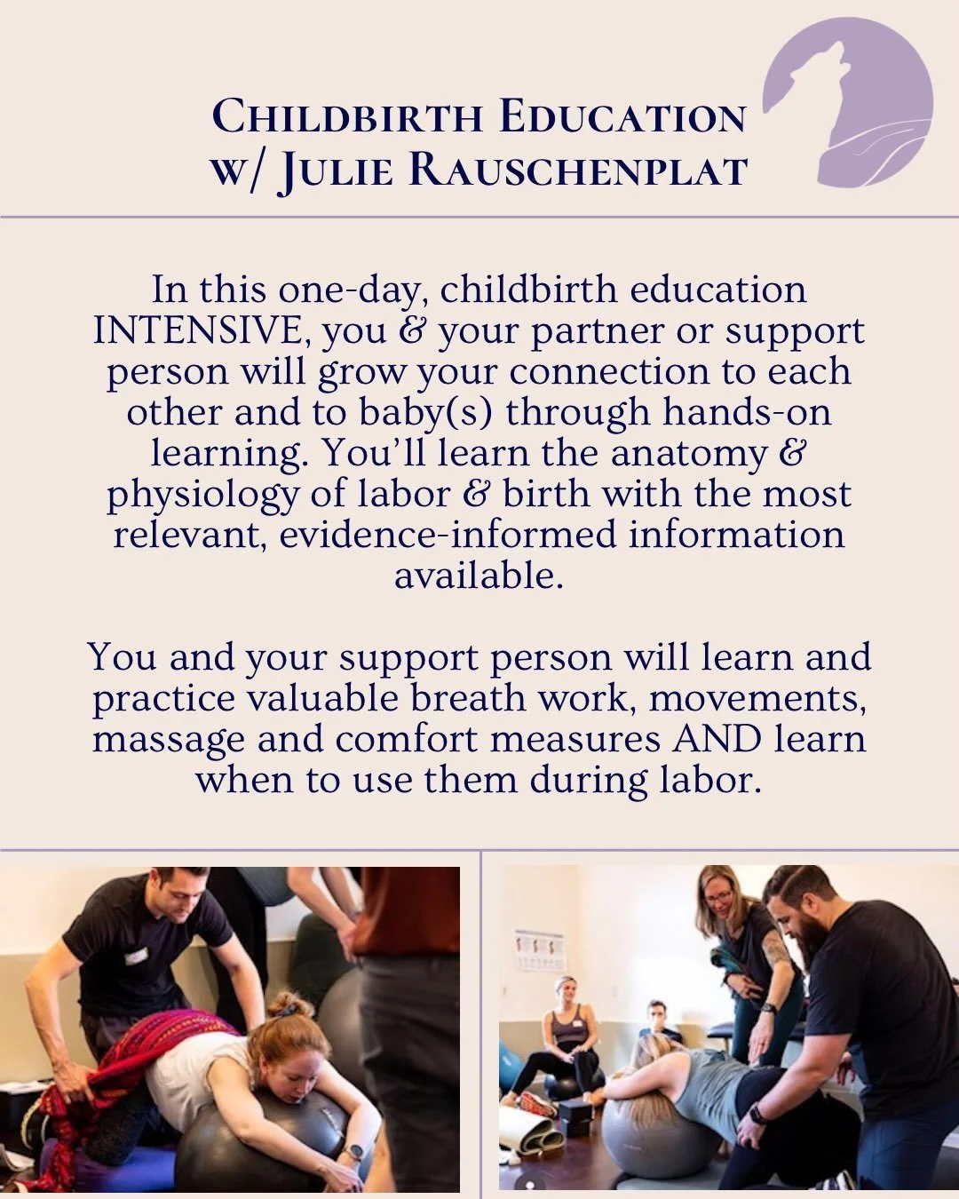 👶🏻 Expecting a little one? This is the workshop for you!

We&rsquo;re hosting another round of Julie Rauschenplat&rsquo;s signature Childbirth Education workshop on Saturday, August 8th from 12:30-5:30pm.

Investment: $235
Registration fee is per c