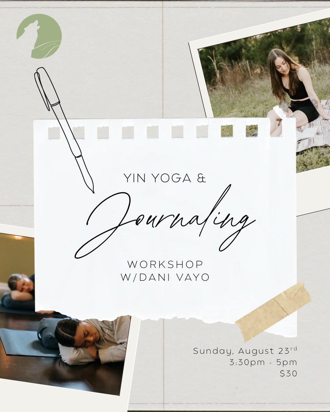 🌱A time to slow down, turn inward, and listen. Join Dani Vayo for another round of her workshop &mdash; Yin Yoga &amp; Journaling 🧘🏻&zwj;♀️📝

🗓️ When: Sunday, August 23rd
📍 Where: Moon Wolf
🎟️ Save your spot: $30, space is limited

Link in bio