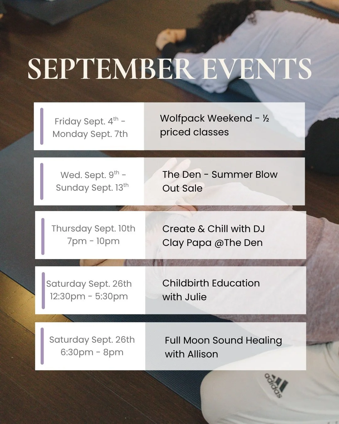 September events are hereeee!!!

We are so excited for this month&rsquo;s lineup (and ok sure, we say that every month)

AND this month includes sales, workshops and even a DJ!!

Swipe to see all that&rsquo;s happening and we hope to see YOU there 

