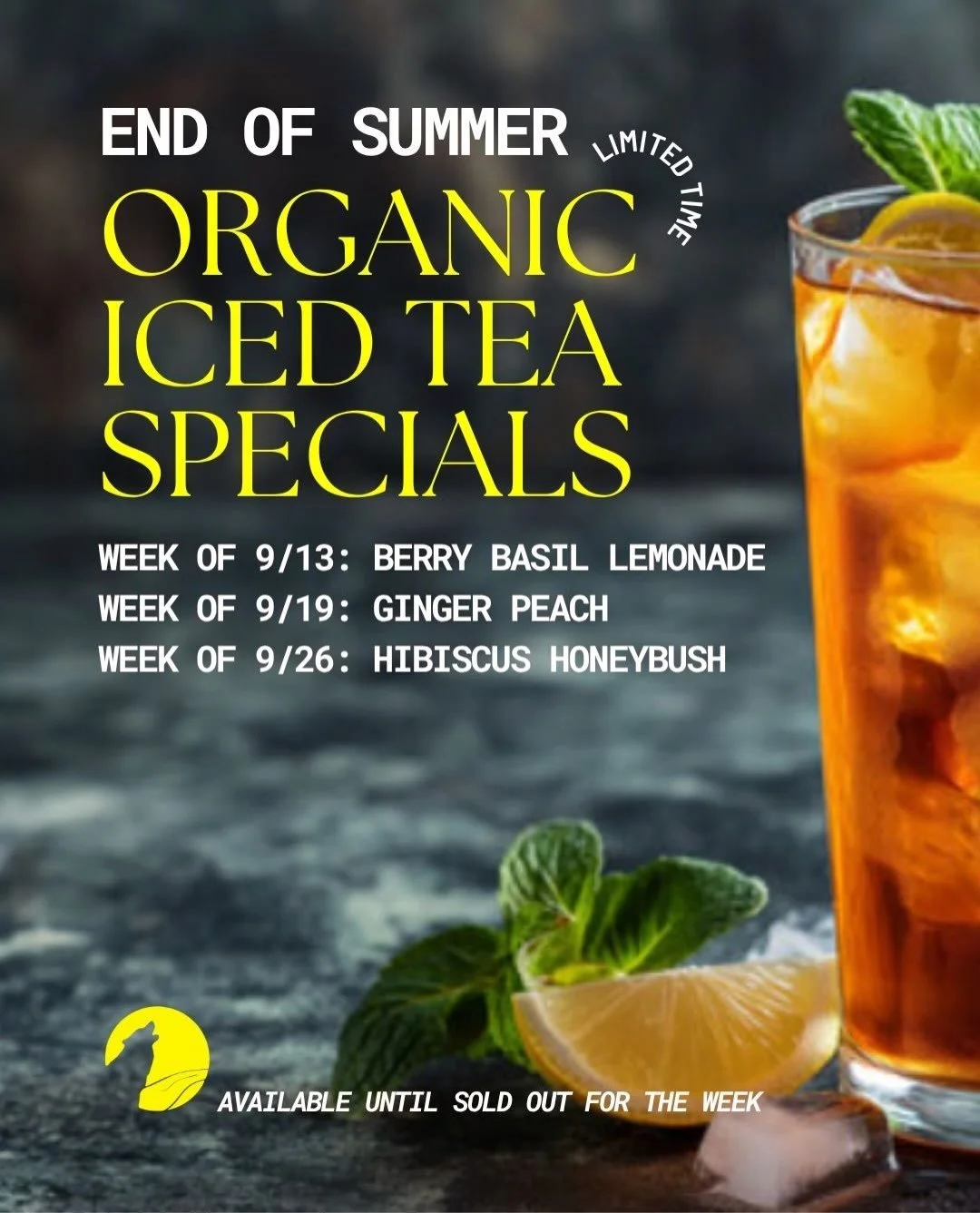 WE ARE SO BACK!!!! 😎 

We&rsquo;ve been out of our main building, waiting on new HVAC fans from the manufacturer since last week, and it&rsquo;s been hot out there y&rsquo;all. So we&rsquo;ve decided to do a lil end-of-summer weekly iced tea special