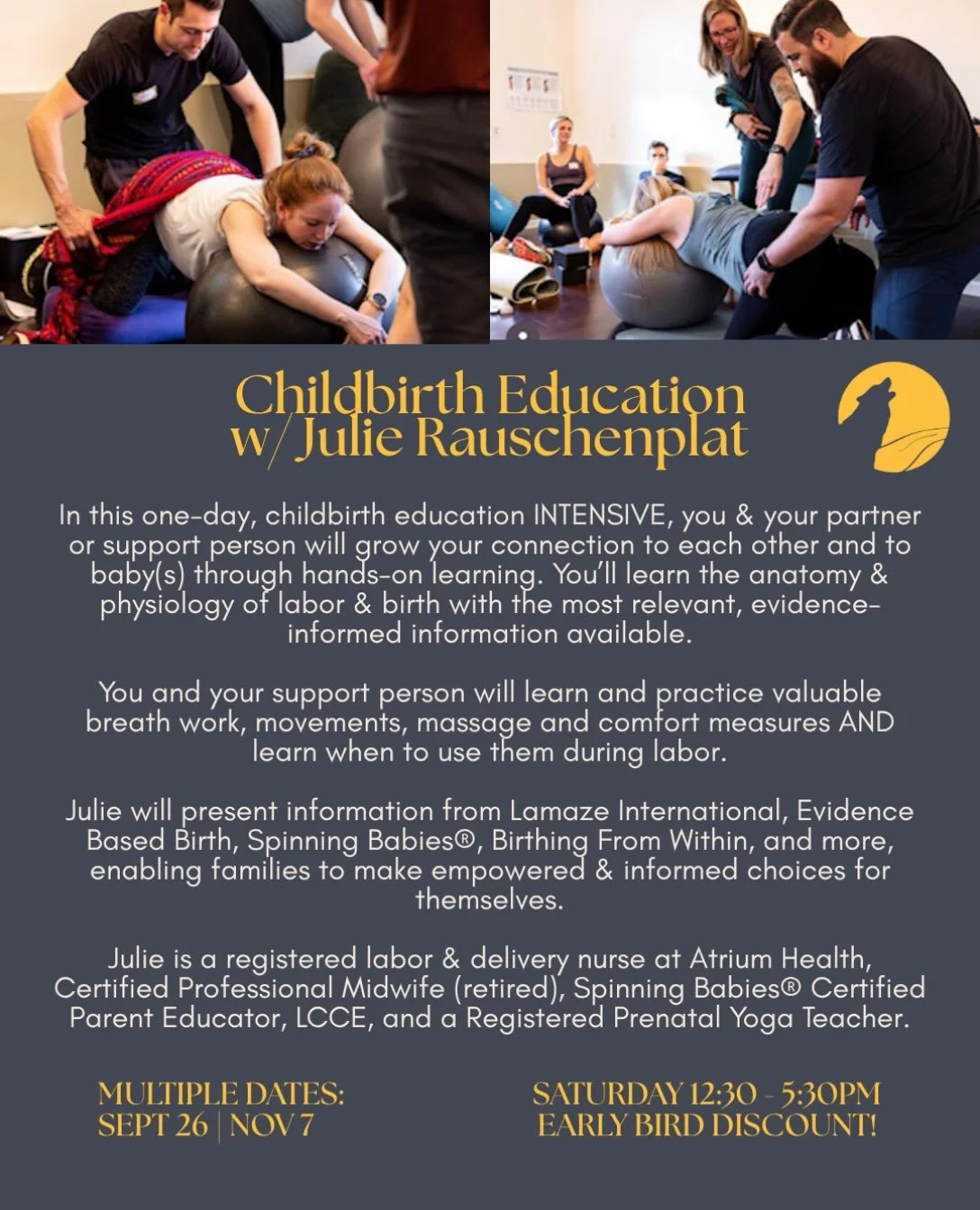 👶🏻 Expecting a little one soon? This is the workshop for you!

We&rsquo;re hosting another round of Julie Rauschenplat&rsquo;s signature Childbirth Education workshop on Saturday, September 26th from 12:30-5:30pm.

Investment: $235
Registration fee