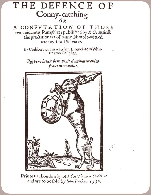 Black and white title page of "A Noteable Discovery of Coosnage."