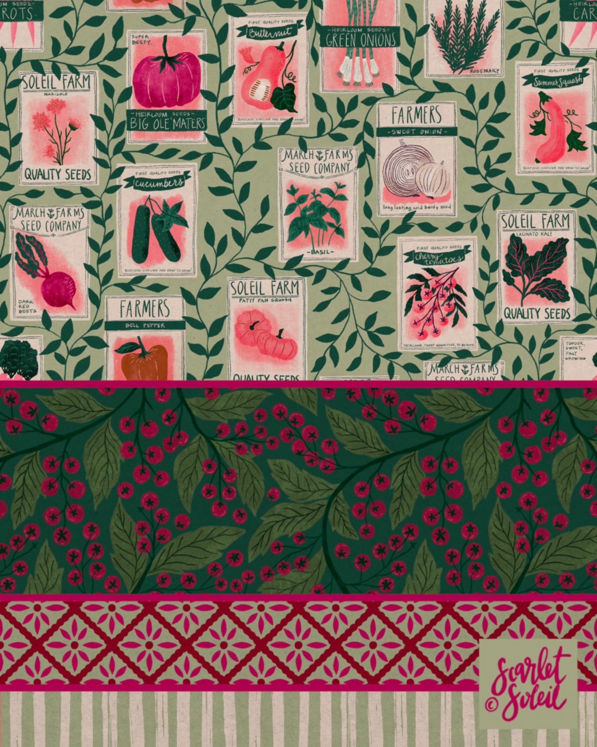 Again, rounding out those hero prints from this year!  My apologies if you prefer my florals. :)

#fabriccollection #tomatoes #onthefarm #handdrawn #spoonflowerartist