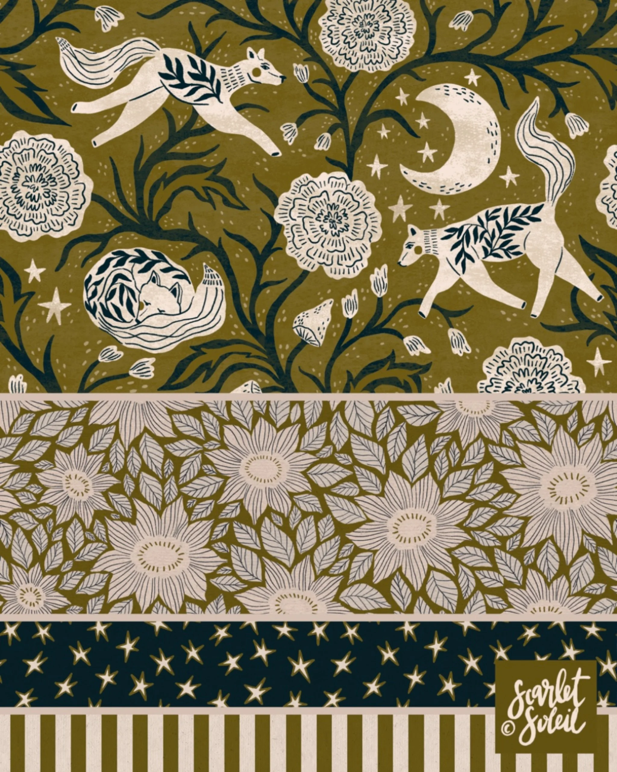 A little whimsical mini collection today. 

#spoonflowerartist #handdrawn #surfacepatterndesign 
Folk art - boho - whimsical