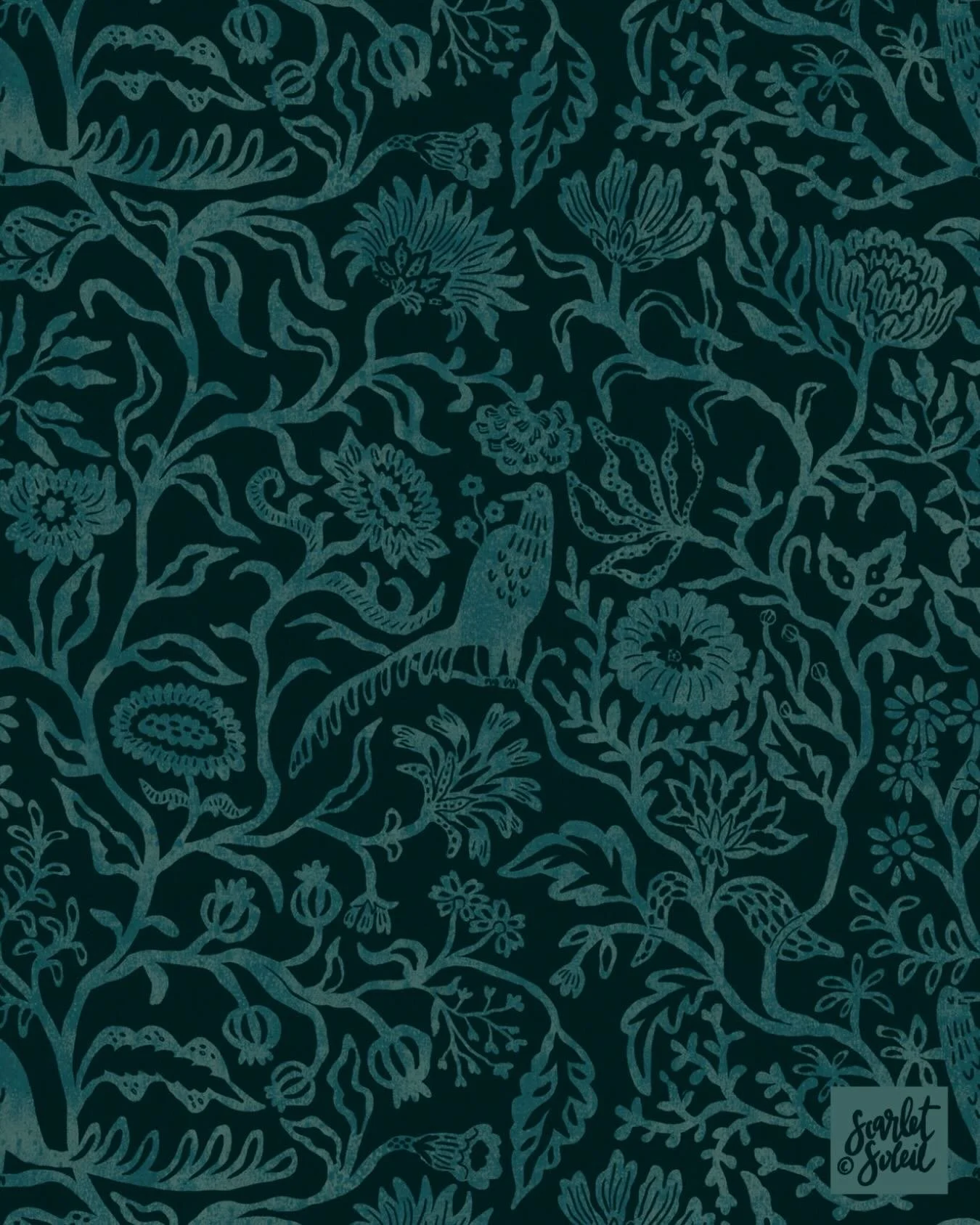 I tend to gravitate toward limited color palettes, so I&rsquo;m leaning into that for the Modernized Chintz Challenge. This design is heavily inspired by linoprint and the bold, graphic shapes that style creates.

I&rsquo;m also trying to take a prop