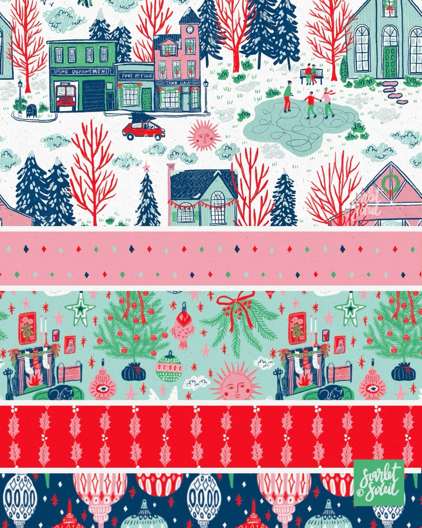 Christmas in July feels a little weird... but successful Christmas market makers are already planning for the season ahead! So it seemed like the perfect time to share how my newest Christmas collection came together.

This hand drawn retro Christmas