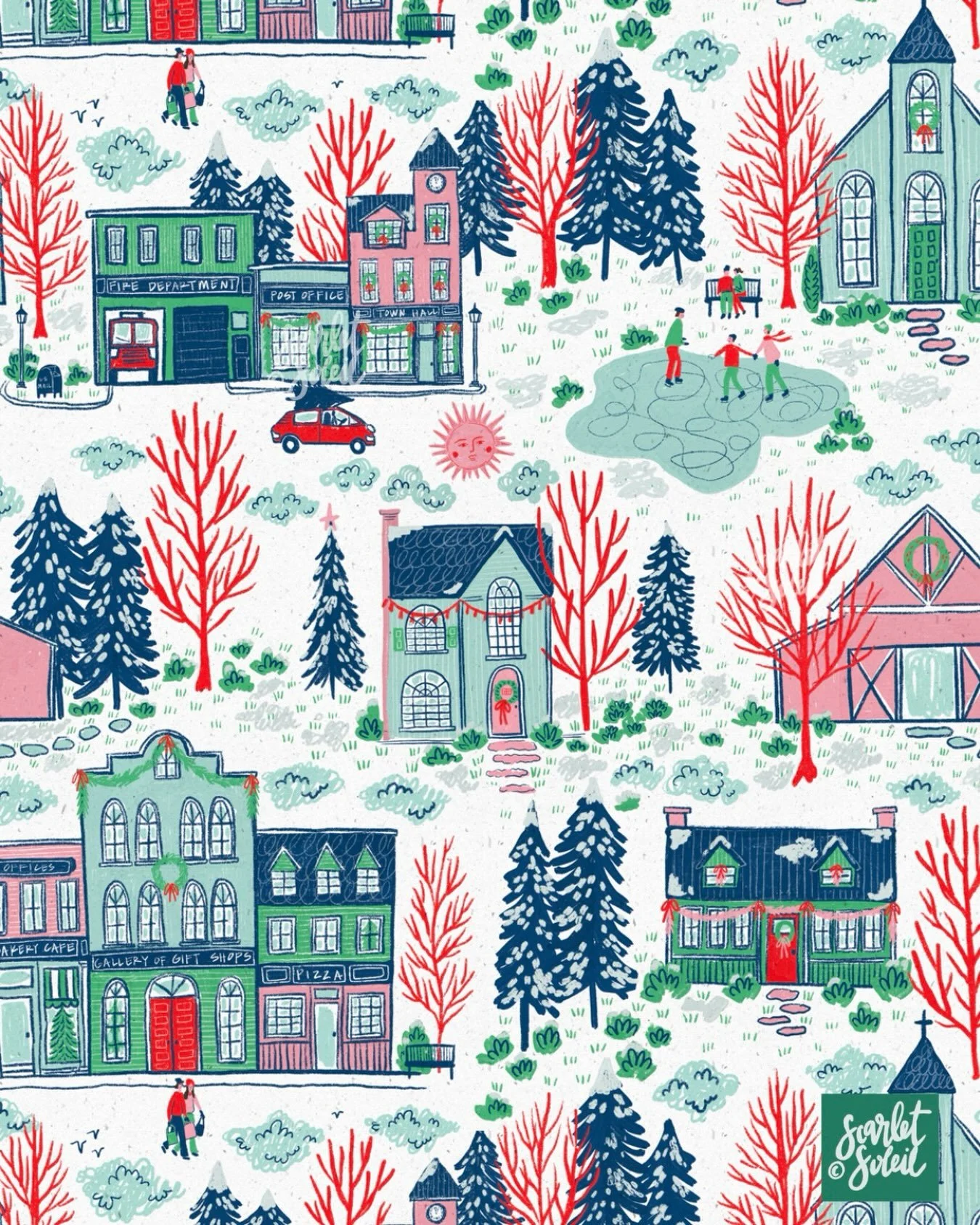The hero print I made over the weekend got a festive makeover and became an entire whimsical Christmas village! 

This one was so much fun to draw. Every little house, tree, and detail brought new joy, and it&rsquo;s slowly but surely coming together