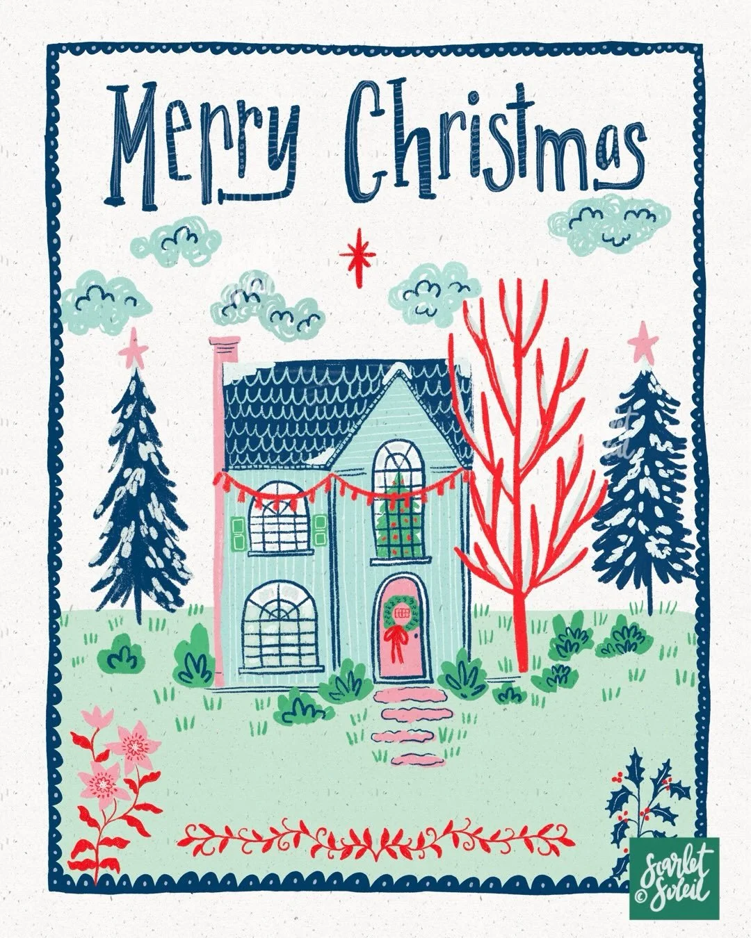 A card and a coordinate.  Slowly the collection is filling out and beginning to come together. 

I have a soft spot for playful art, and I really want my work to lean in that direction, especially for the holidays. 

I hope it feels like something yo