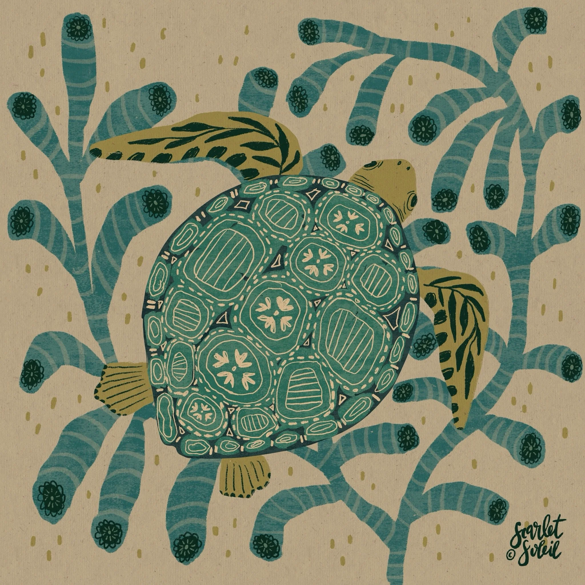 A sea turtle today on another rainy weekend.  I&rsquo;m taking these days as signs to slow down.  The rain is so soothing.

#spoonflower #seaturtles #ocean
