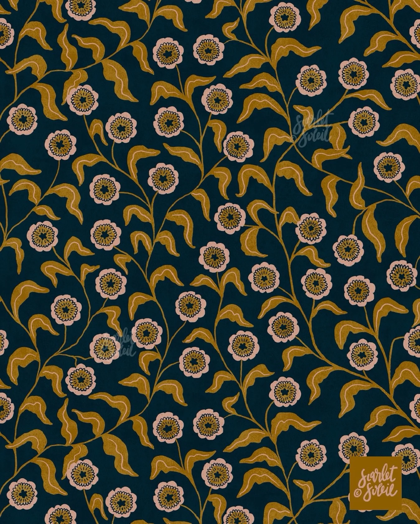 My surface patterns get less engagement these days than my other prints, but the funny thing is surface patterns remain to be what keeps me afloat!

This is a new one, called Francine.  I&rsquo;ll be forever obsessed with modern, flat florals with a 