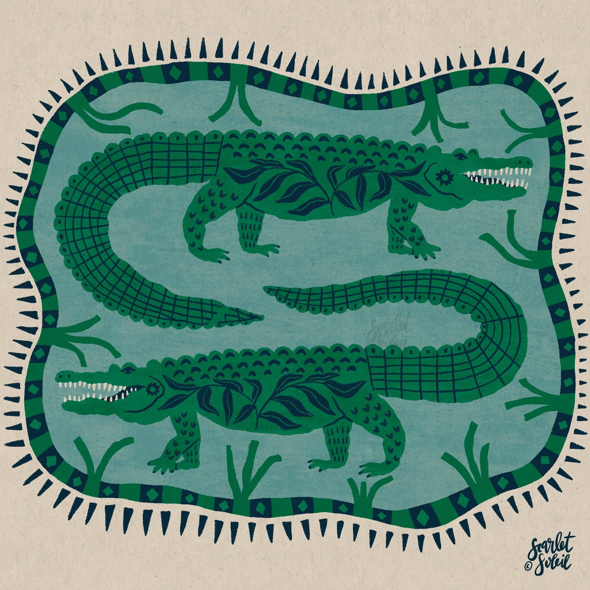 ONE 8”x8” Alligators Art Print