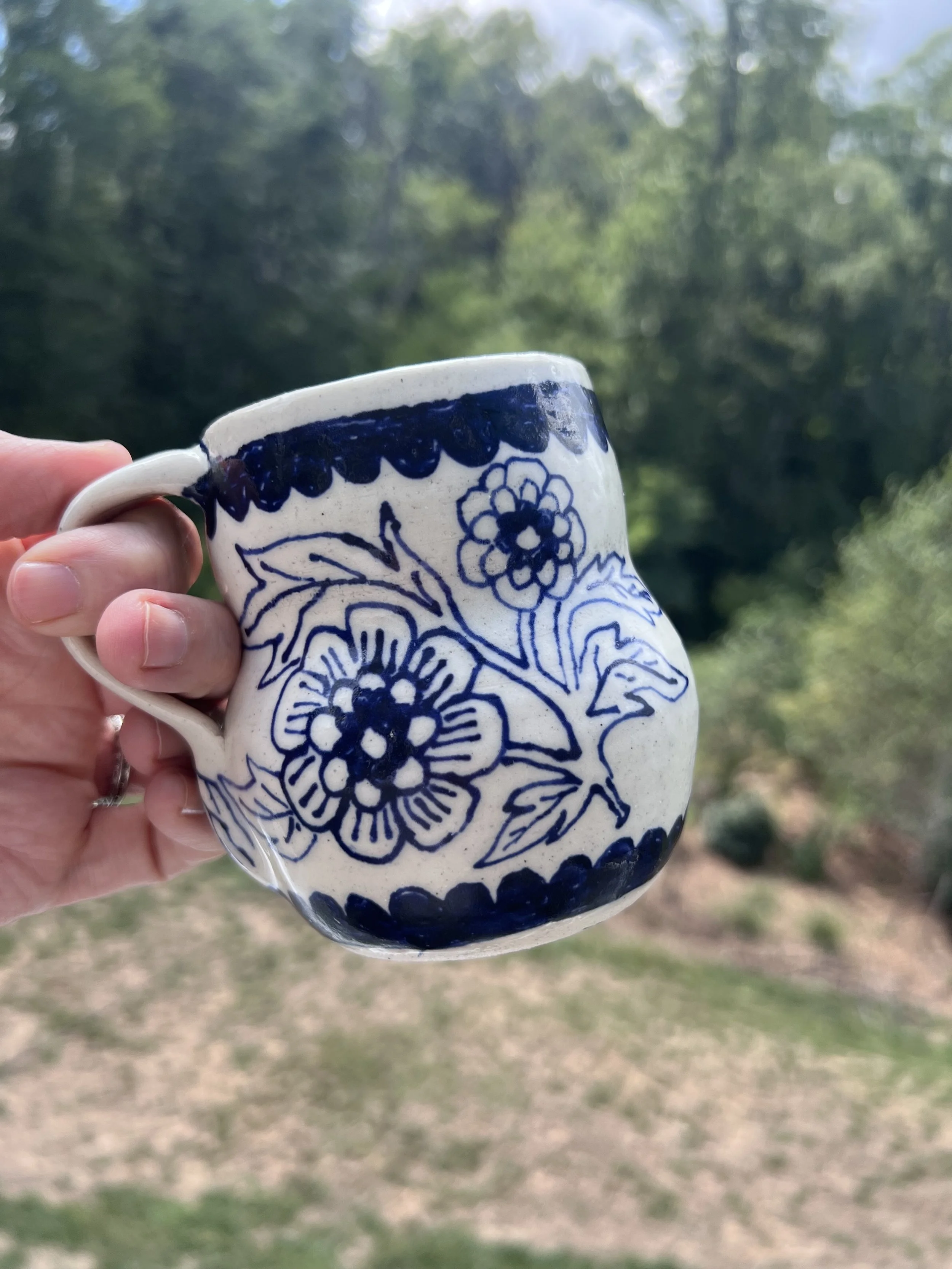 One of a Kind - Wonky Folk Art Floral Mug