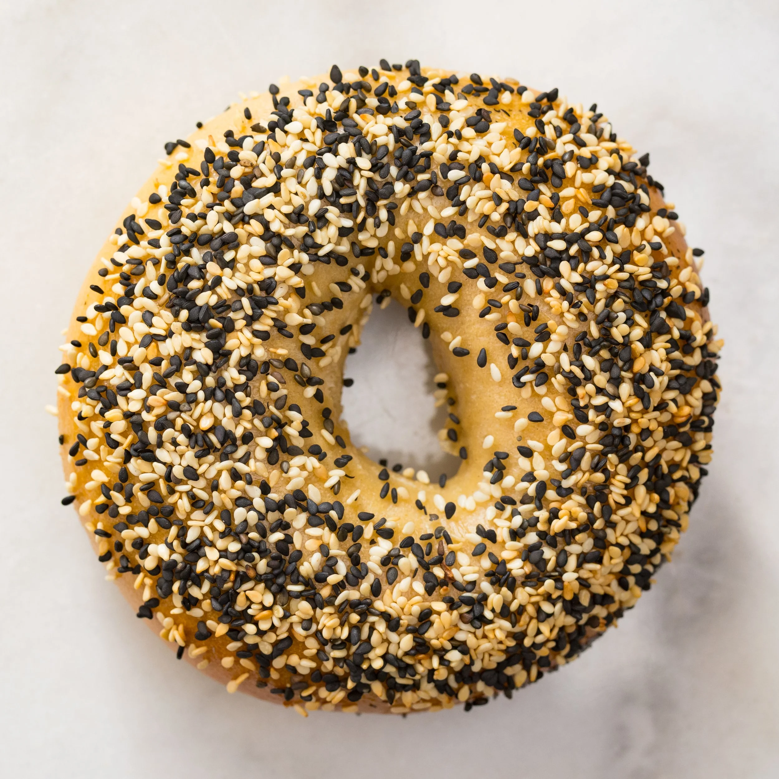 TUXEDO - Black and white sesame seeds. A bagel dressed for the occasion. 
