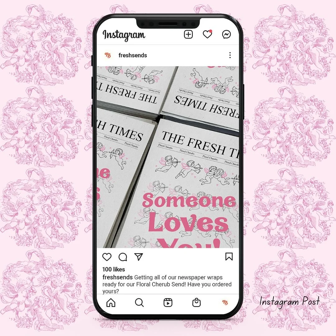 💐Capstone Highlight💐 Floral Cherubs is one of two projects I completed while creating my final Capstone. I spent two quarters researching, learning, and brainstorming ideas for Fresh Sends and this is one of the completed campaigns! To learn about 