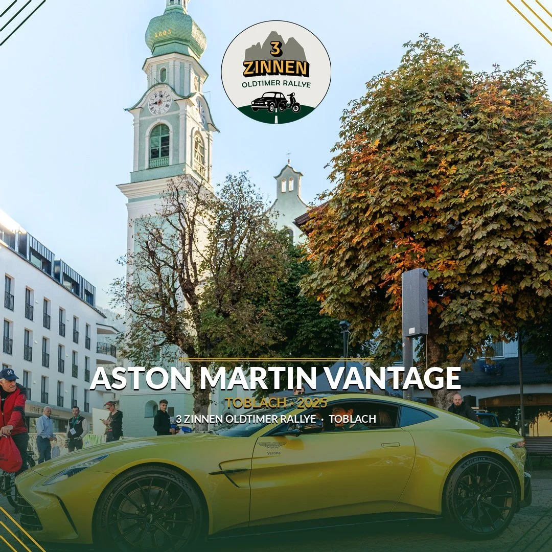 Aston Martin Vantage in Toblach &mdash; elegance meets the Dolomites. 🟡 One of many jaw-dropping machines at the 3 Zinnen Oldtimer Rallye 2026. 19&ndash;20 September &middot; Toblach, South Tyrol.

#AstonMartin #AstonMartinVantage #ClassicCars #Oldt