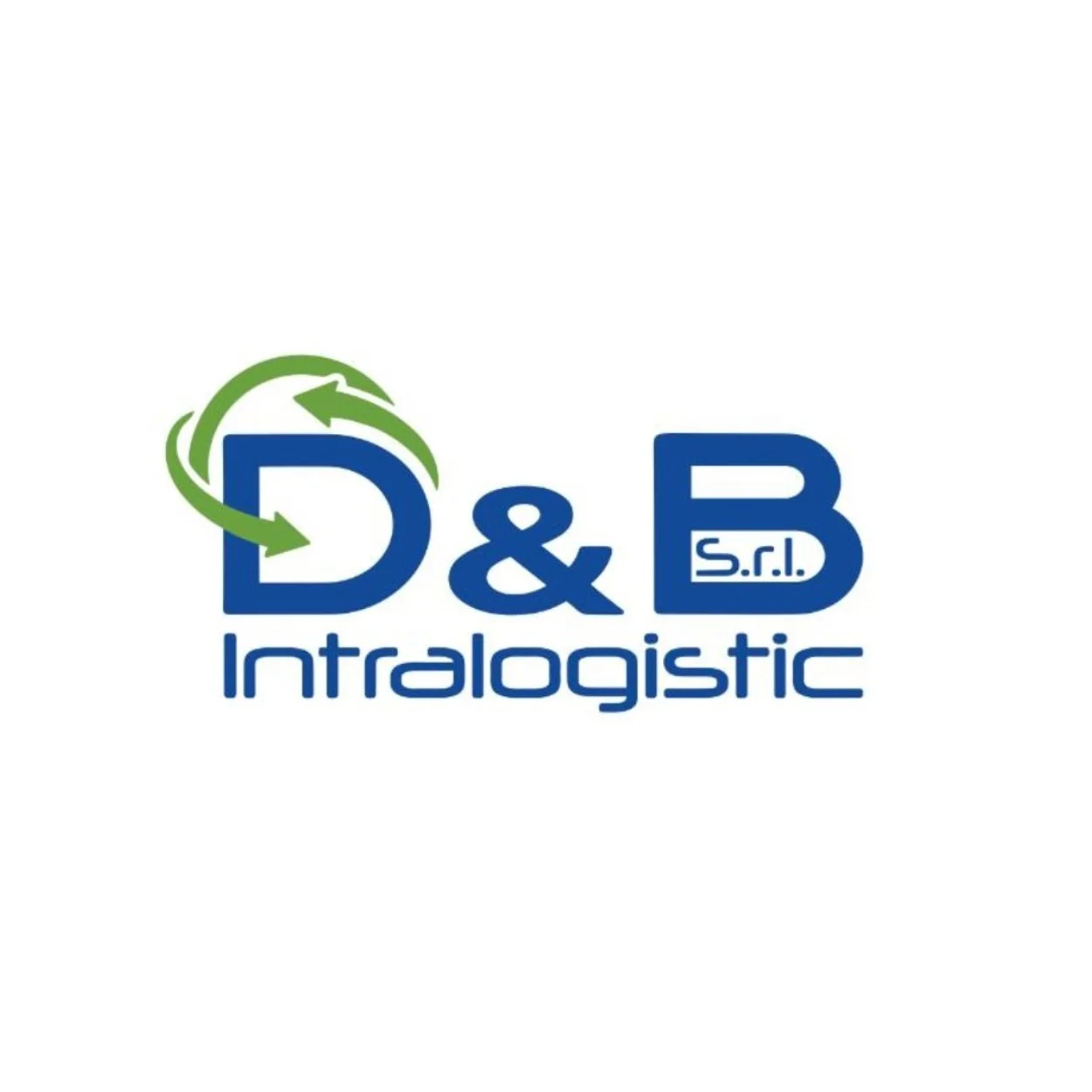 Company logo for D&B Intralogistic, featuring blue and green colors and stylized text.