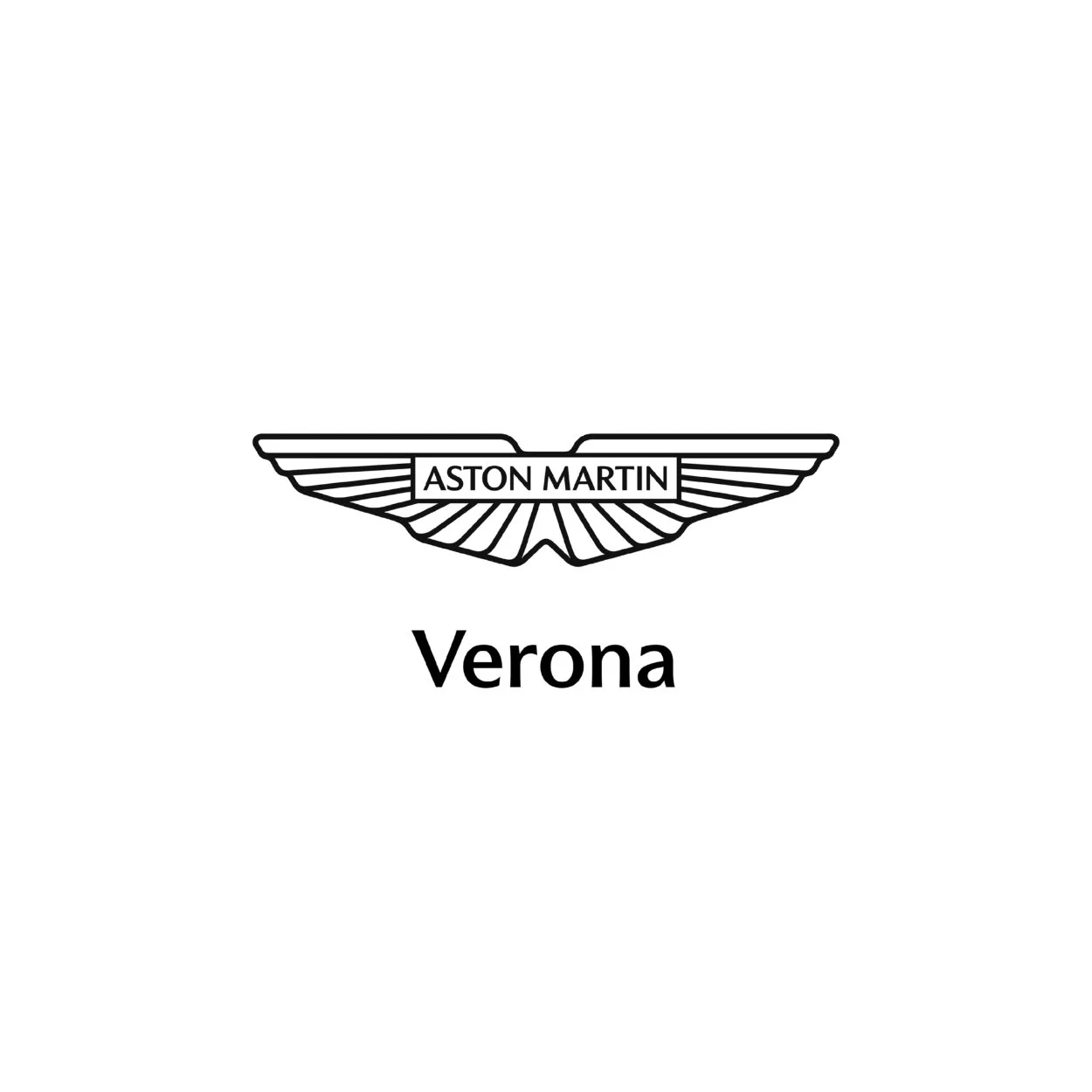 Logo of Aston Martin with wings and the text "Verona" underneath.