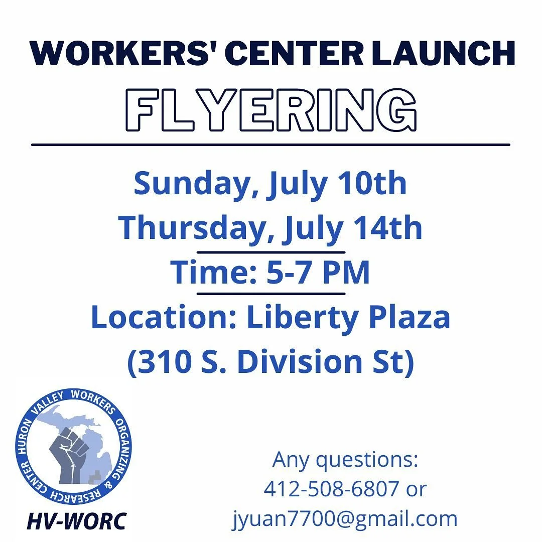WORC will be flyering Ann Arbor retail/service workers THIS SUNDAY AND THURSDAY (7/10 and 7/14) for the &ldquo;What is a Union&rdquo; event on the 18th!!