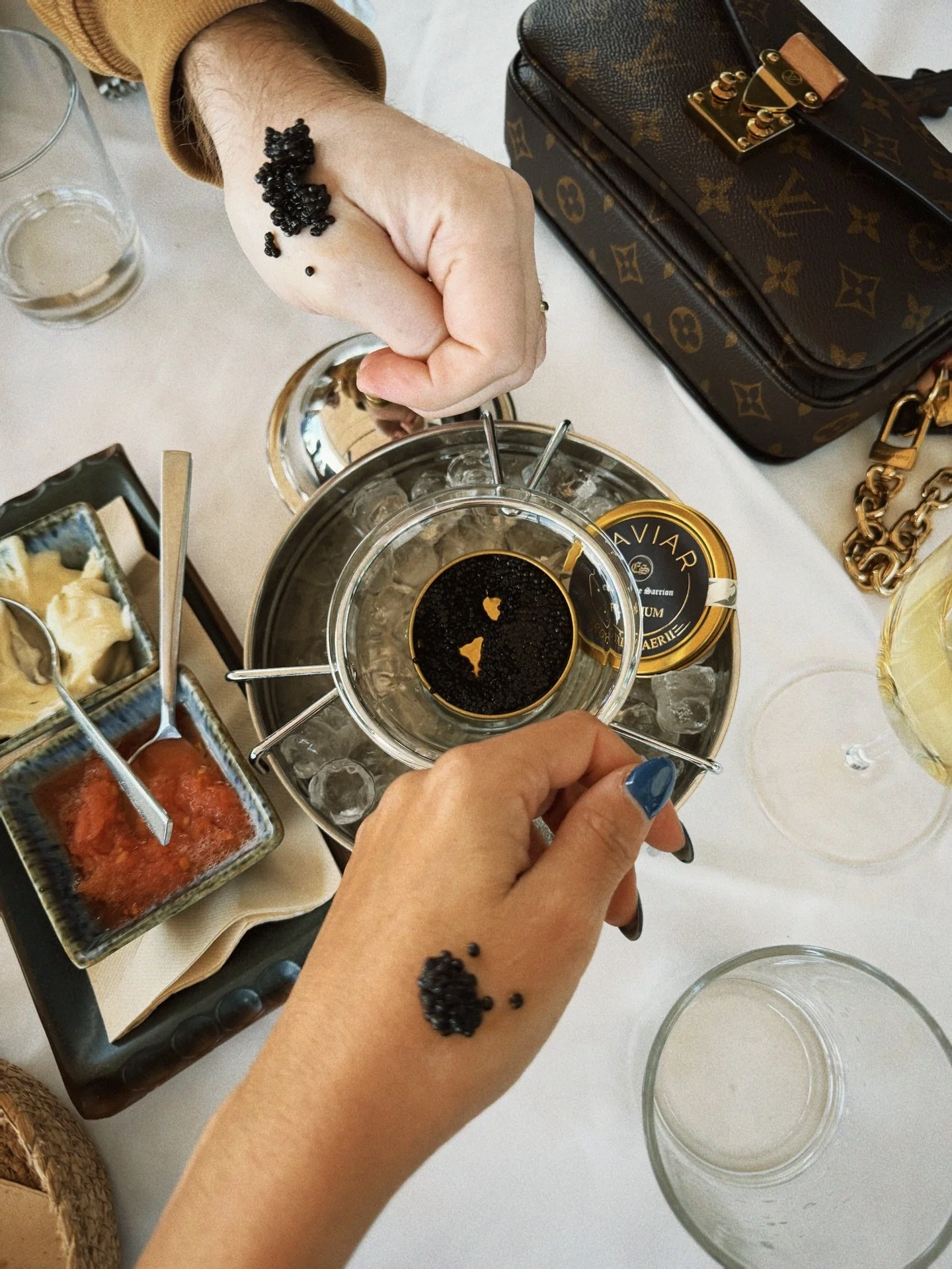 Caviar Christmas dreams. // A pre-Christmas celebratory lunch featuring premium caviar fresh from the Mediterranean, enjoyed beside the sea itself. Truly living in every success and blessing.