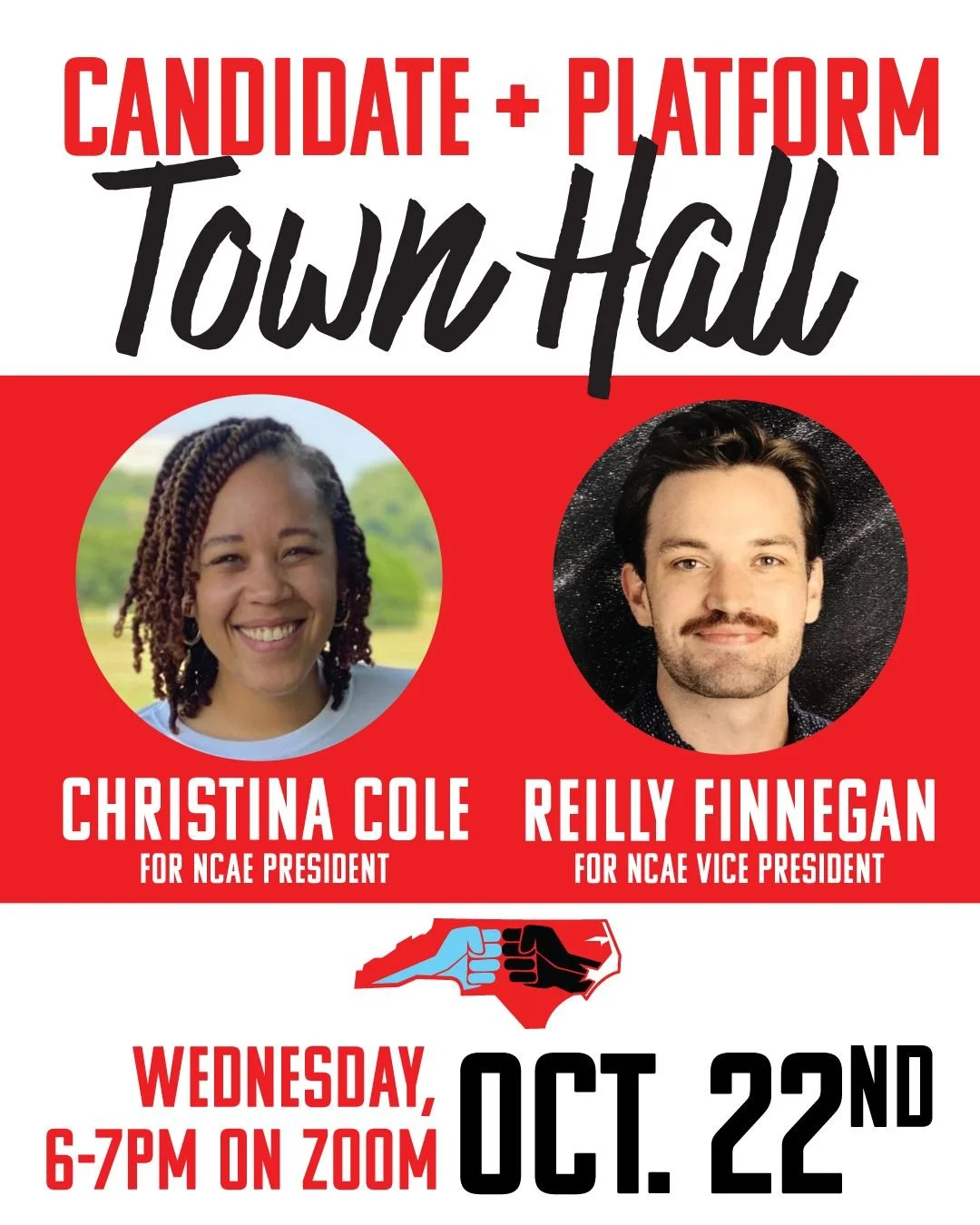We are thrilled to invite you to our first Candidate + Platform Townhall virtual event on Wednesday, Oct 22nd at 6:00-7:00pm on zoom. Any and all union members are welcome to join this townhall to get to know us better as candidates, learn more about