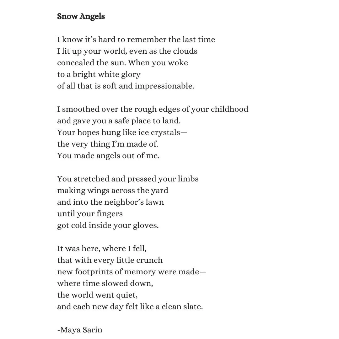 This poem was originally published in @kassiwilsonpoet&rsquo;s Substack publication Poems &amp; Paraboles last month. As many of you recently experienced snow in the U.S., I thought this might spark a bit of joy during these difficult times.
.
.
.
.

