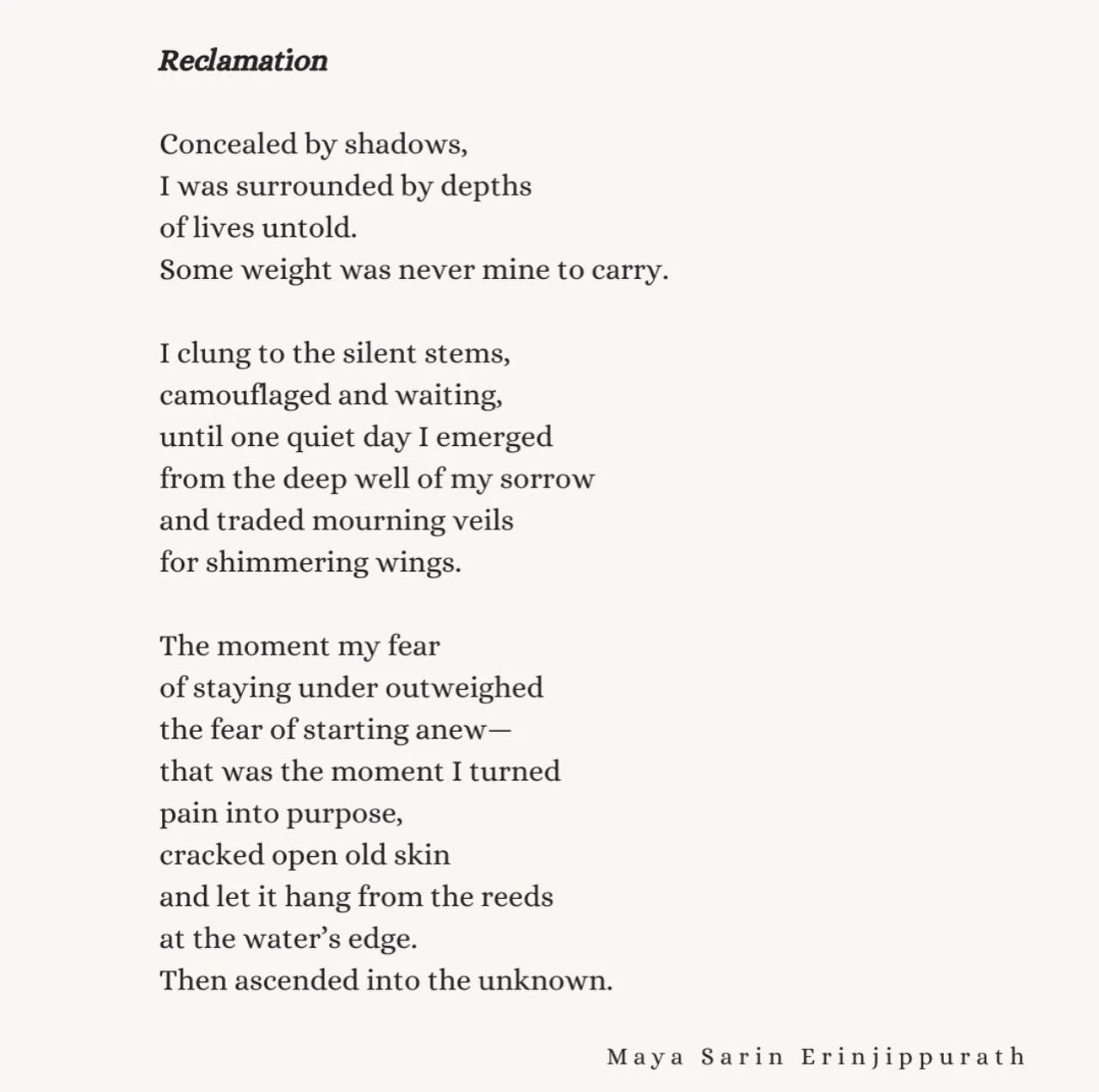 Like dragonflies that spend much of their lives beneath the water before emerging with wings, we too move through hidden seasons of pain, adapting to darkness while waiting for change. 

A poem from my book, Ultraviolet: Meditations on Healing &amp; 