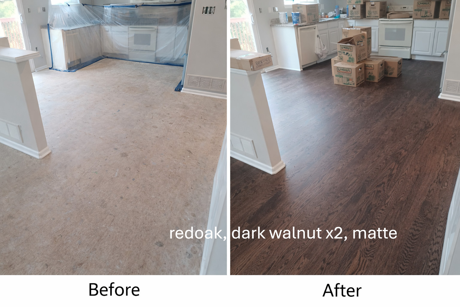 Seamless sanded-in-place hardwood flooring refinished in Boulder residence