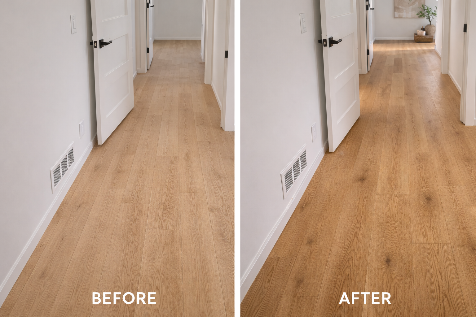 4 inch white oak hardwood floor refinishing before and after natural oil stain satin water based finish installation