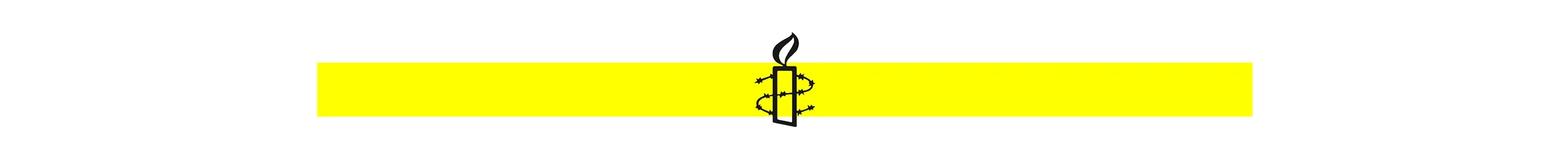 Illustration of a candle with a flame surrounded by a barbed wire. The candle is placed on a yellow horizontal bar.