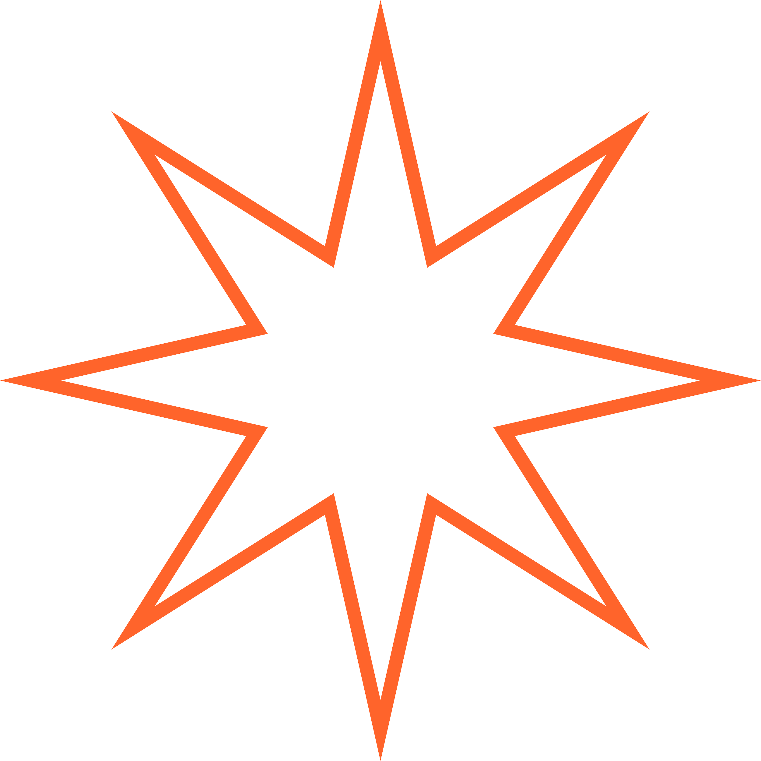 Orange-outlined star-shaped figure against a black background.