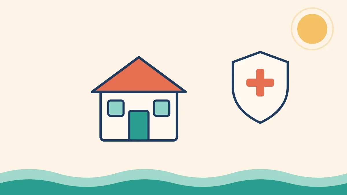 Illustration of a Florida home and medical shield representing Medicare Part B outpatient speech therapy delivered at home