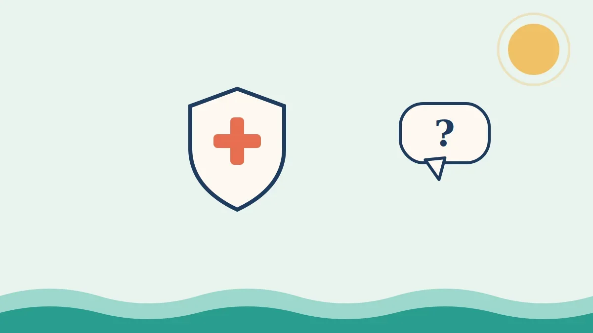 Illustration of a medical shield and question bubble representing Medicare Advantage plan speech therapy questions