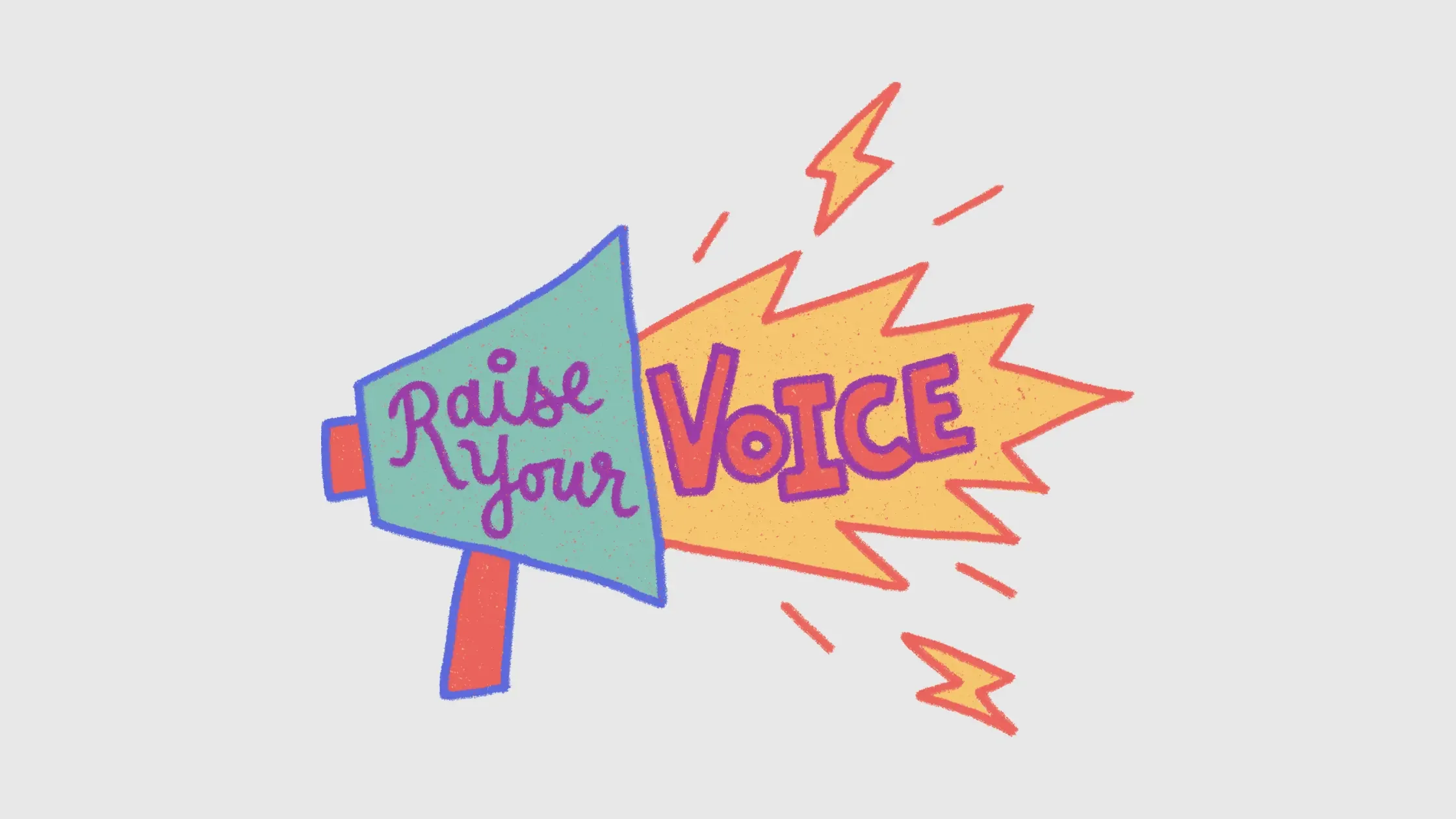 Illustration of a megaphone with the words Raise Your Voice, representing Parkinson’s voice therapy