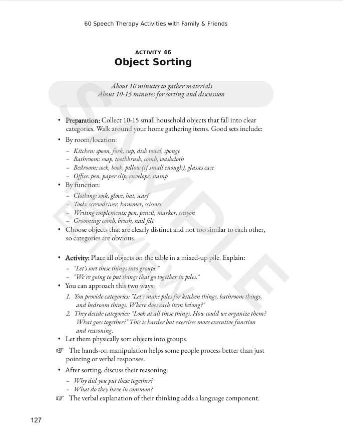 Object sorting exercise instructions from Hidden Therapy.