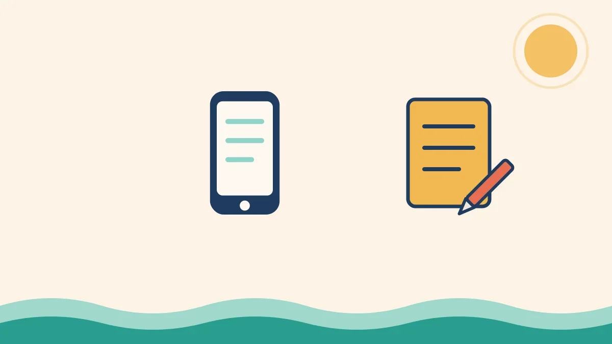 Illustration of a phone and notepad representing physician referral coordination for in-home speech therapy