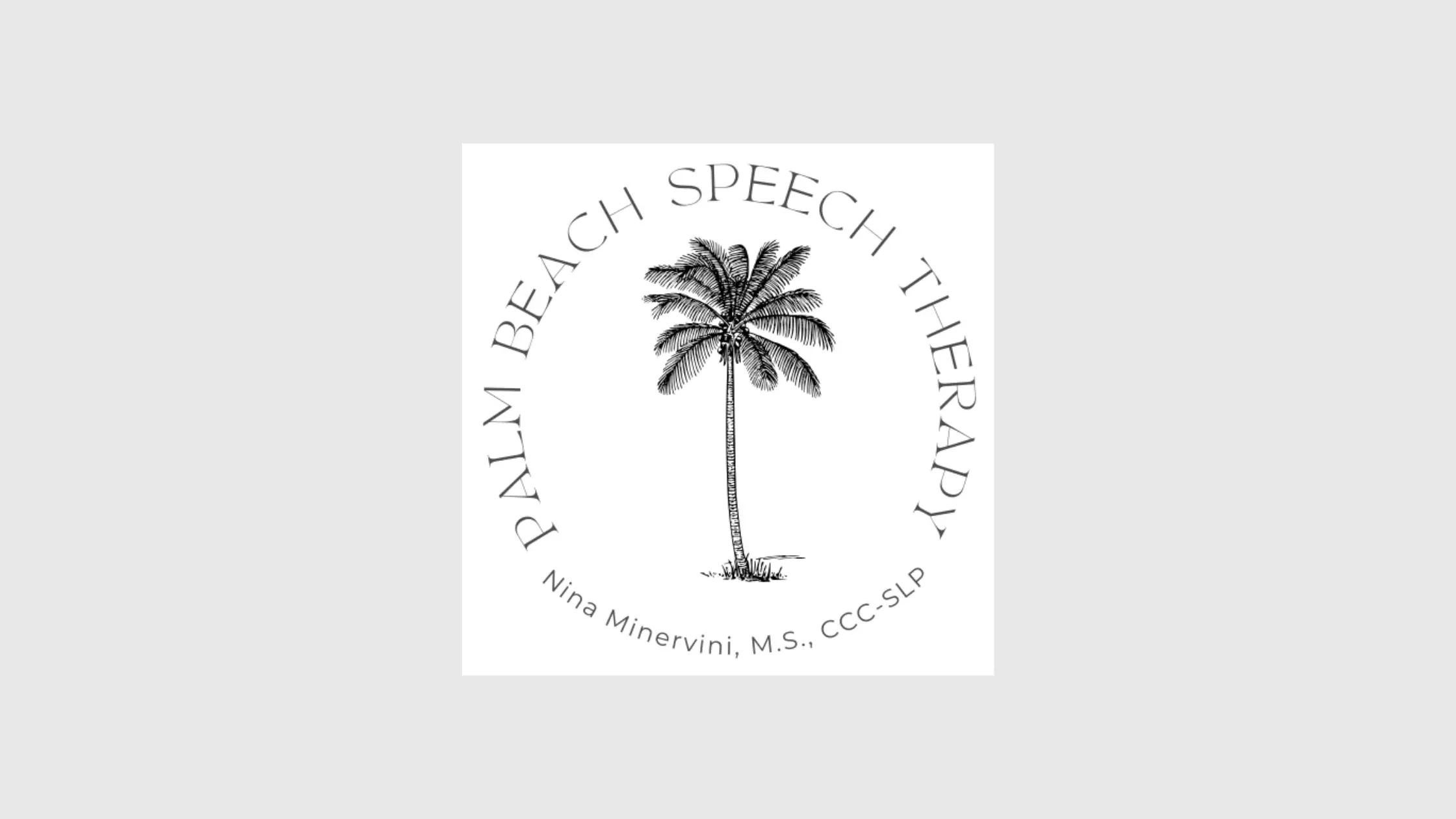 Palm Beach Speech Therapy logo featuring a palm tree, representing in-home speech therapy services by Nina Minervini, M.S., CCC-SLP