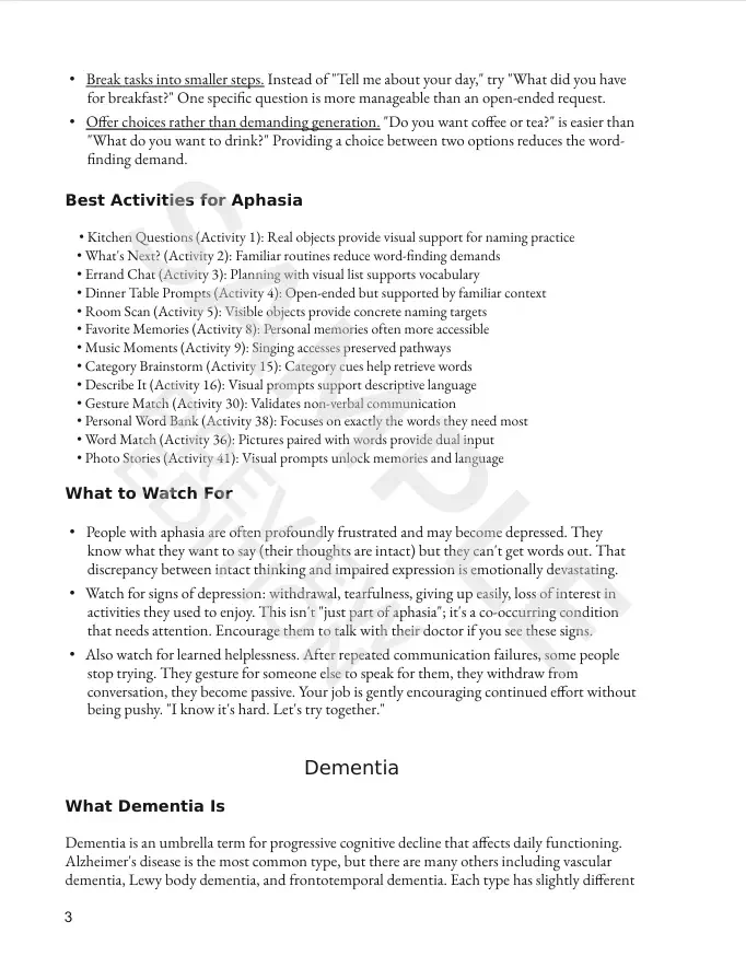 Introduction to aphasia in Hidden Therapy part two with the best activities for patients listed.