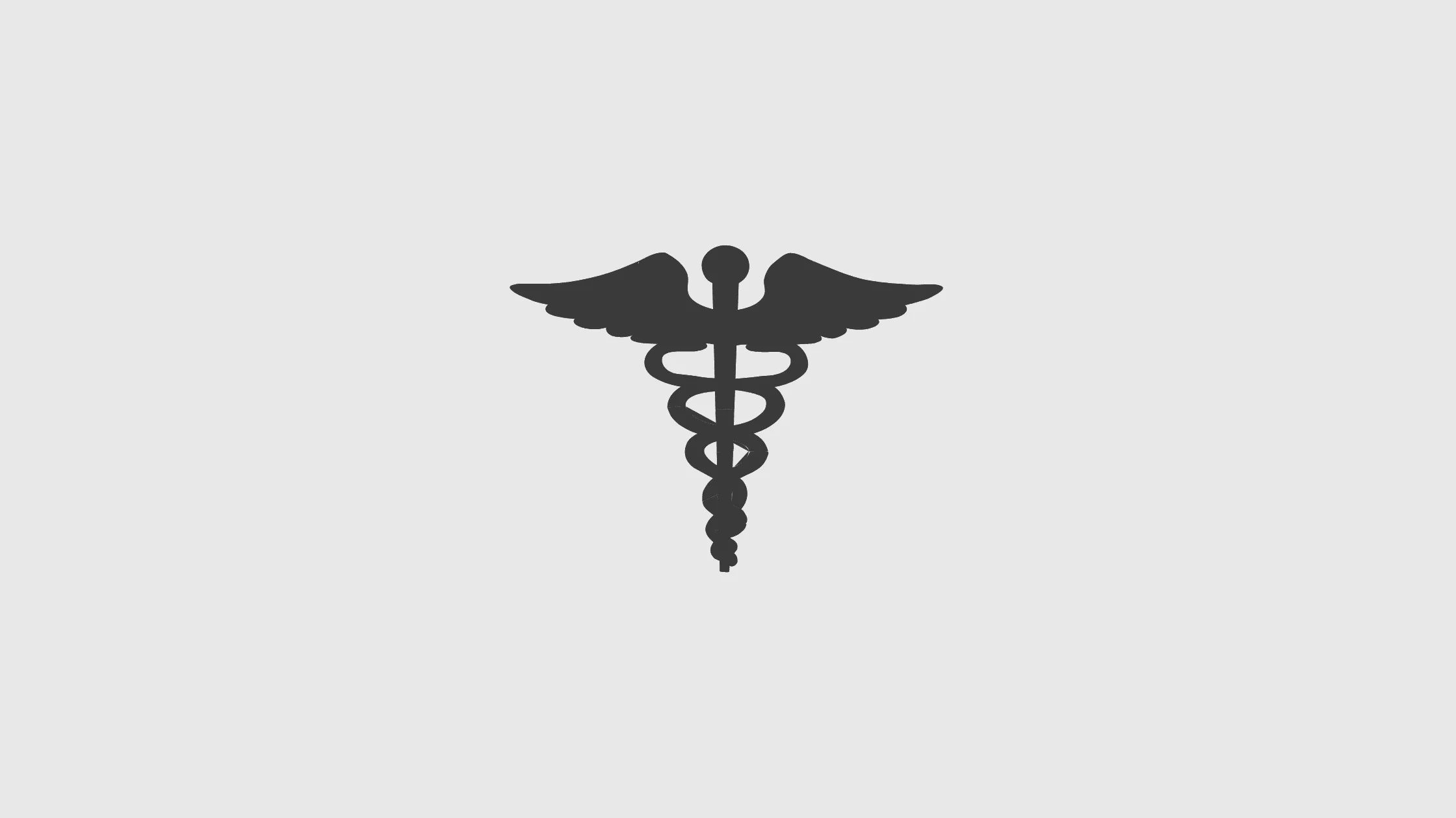 Black caduceus symbol representing neurological healthcare and medical evaluation.