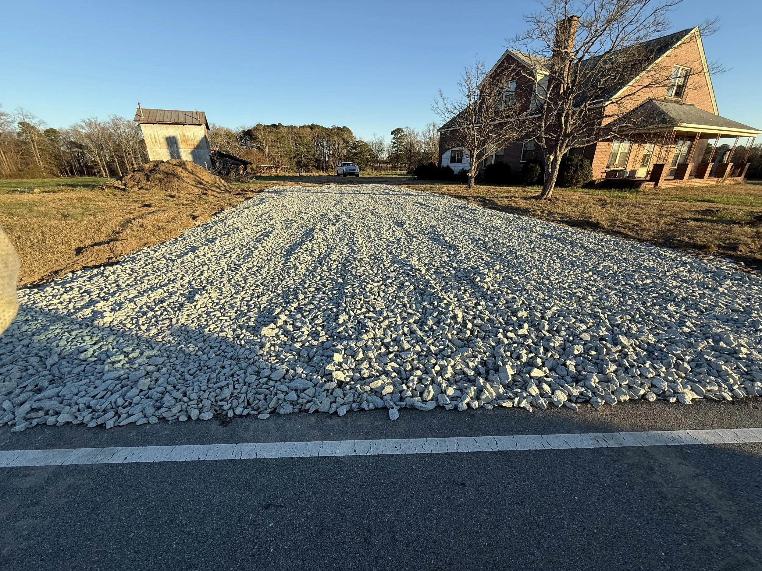Gravel Rock Stone Driveway. Temporary Construction entrance. 