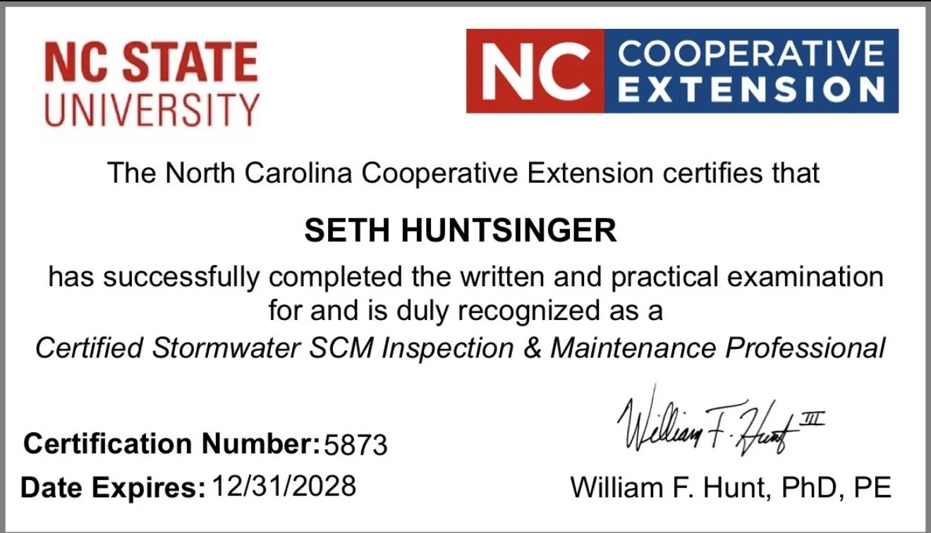 SCM BMP Pond construction certification