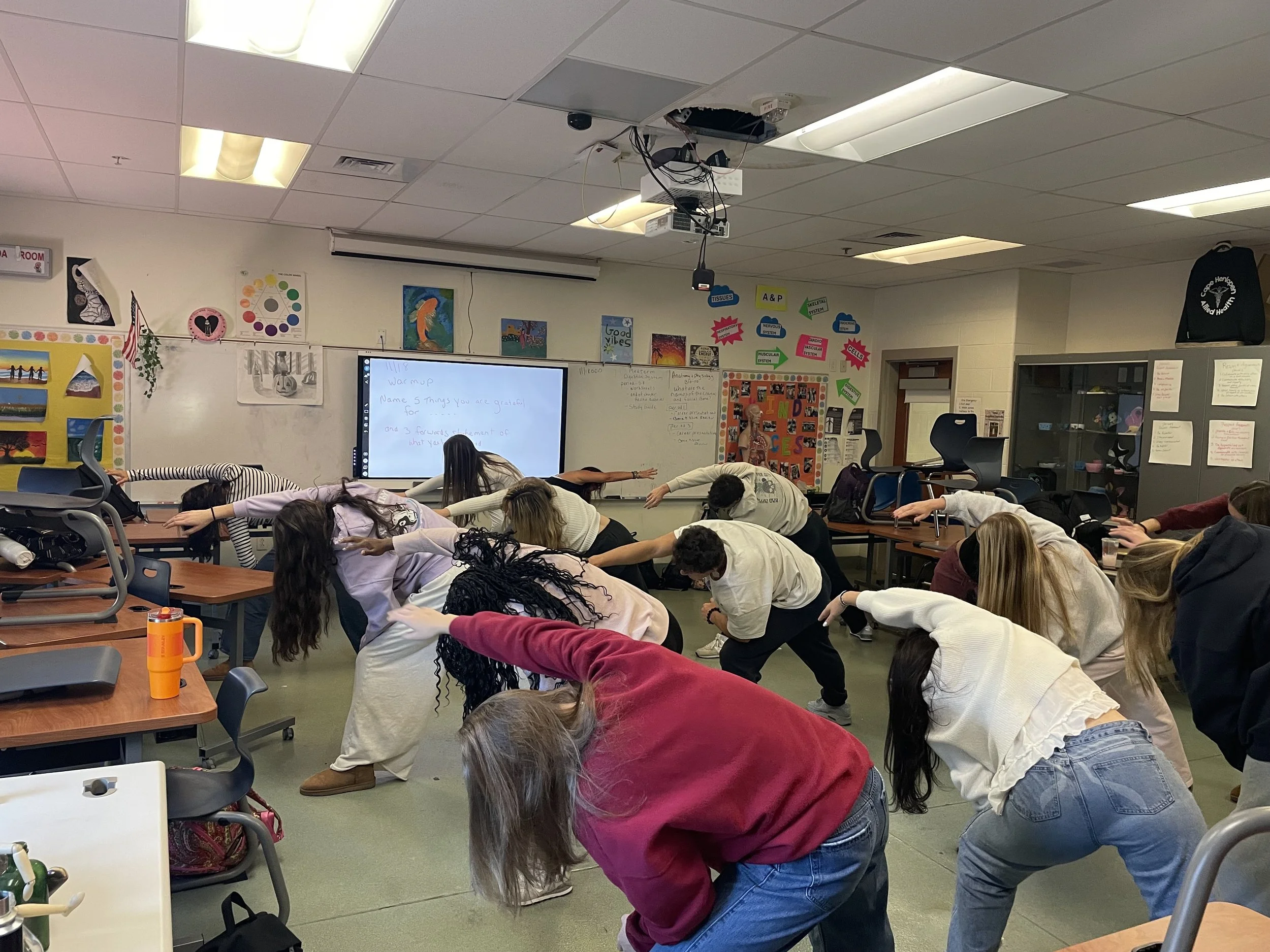 Reaching and stretching those muscles!