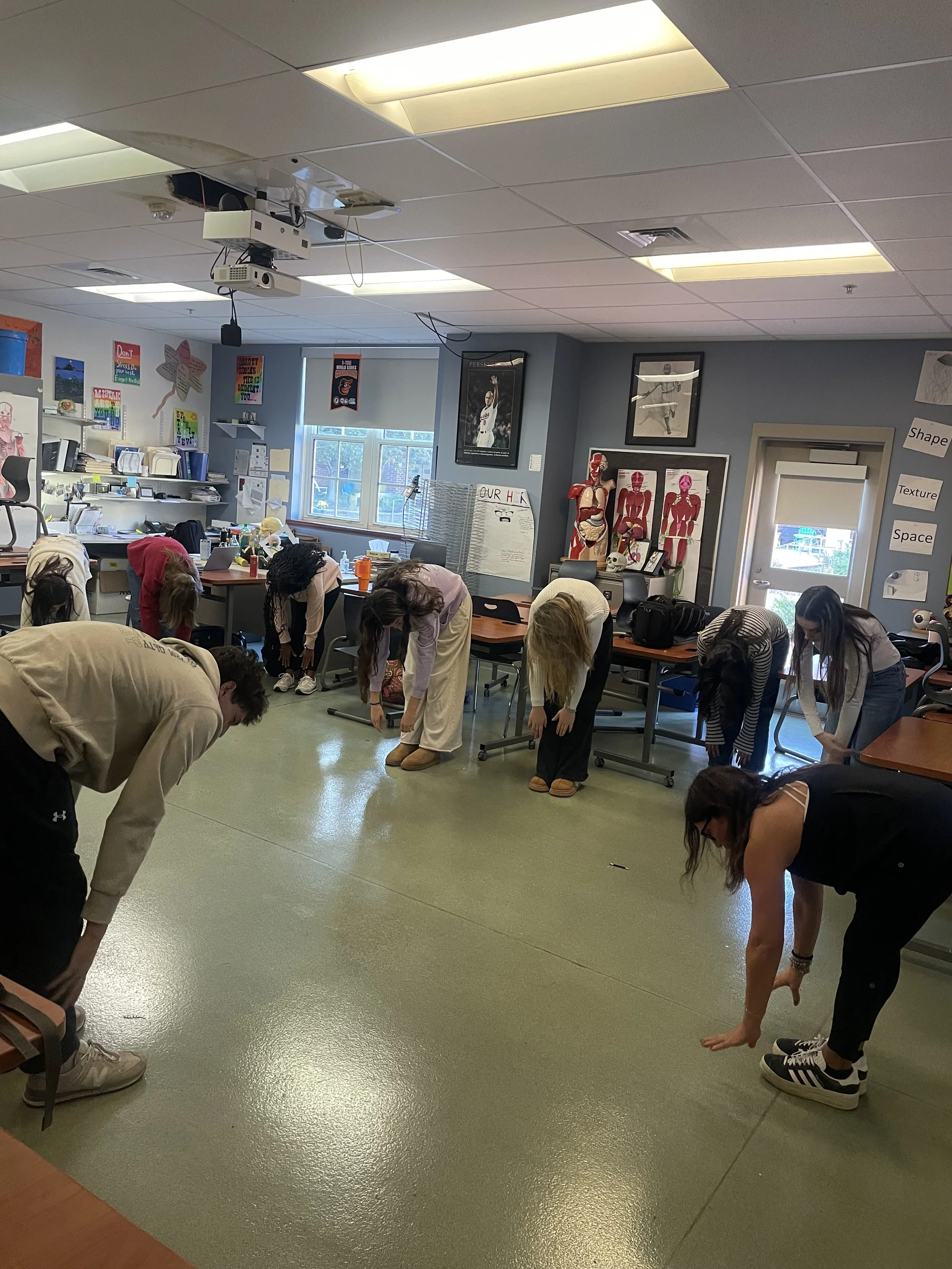 Forward bend for these anatomy students.